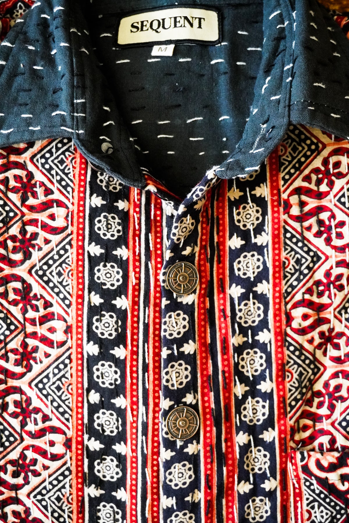 Cranberry Saga - Ajrakh Kantha Shirt