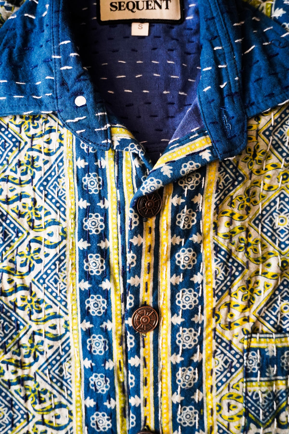 Sea Moss - Ajrakh Kantha Shirt