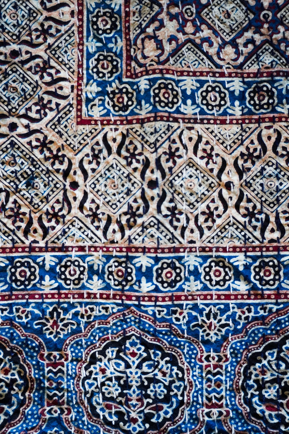 Underwater Current Ajrakh Kantha Shirt