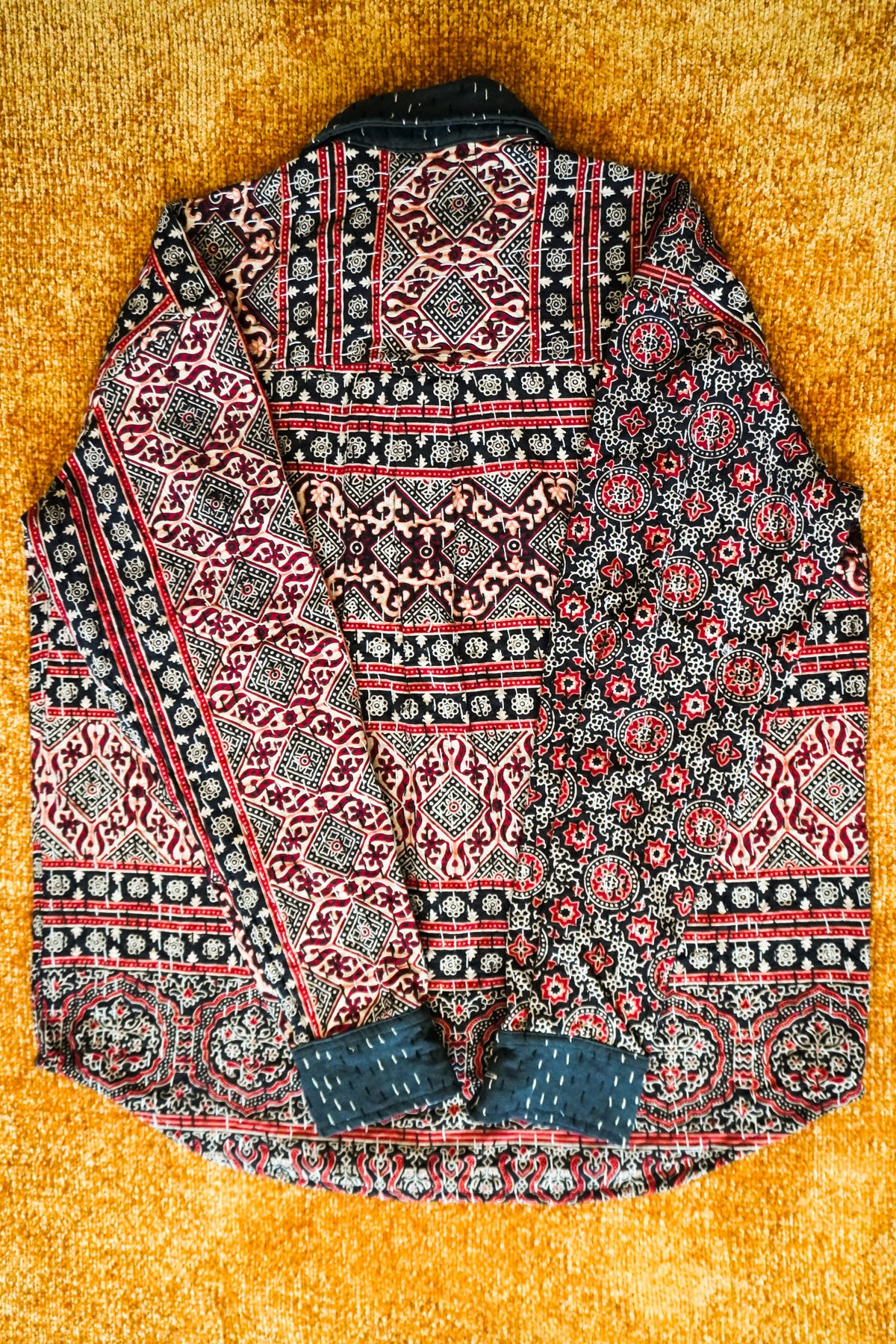 Cranberry Saga - Ajrakh Kantha Shirt