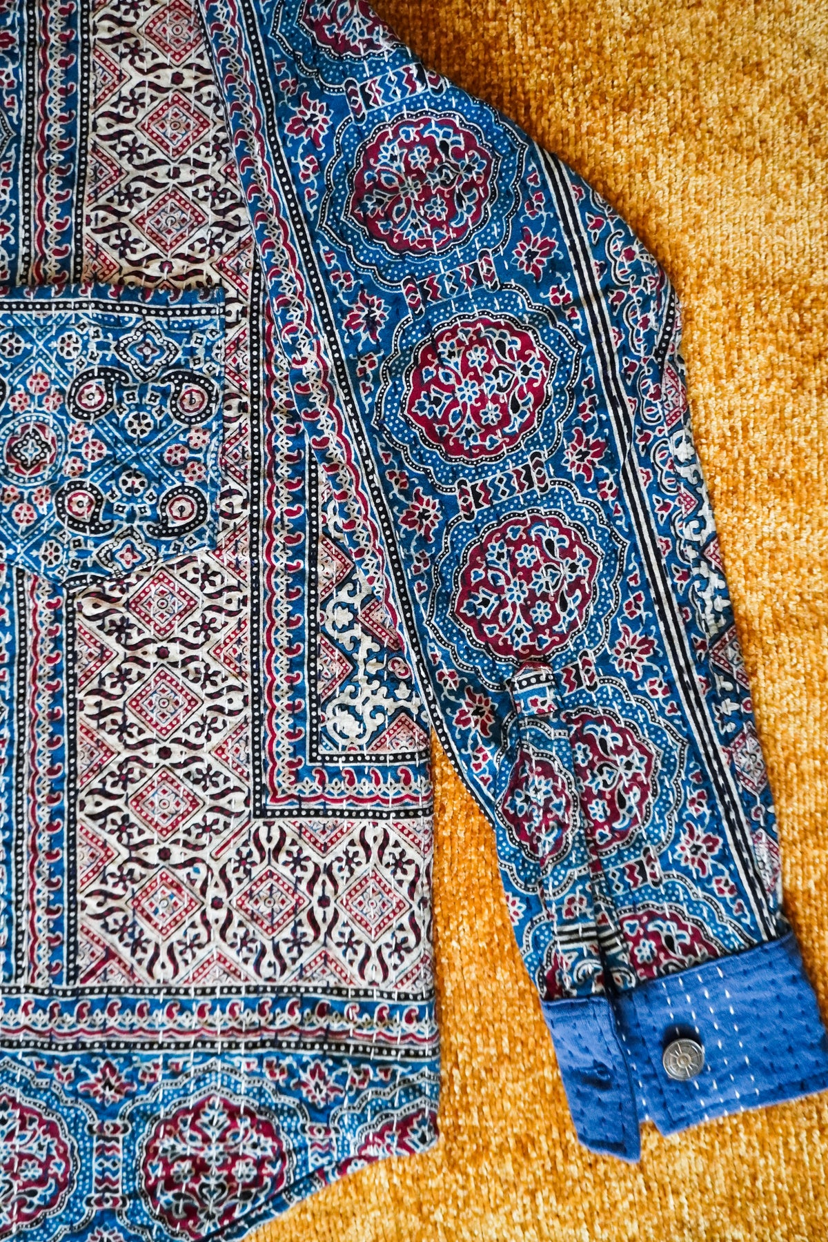 Ocean Coral - Ajrakh Kantha Shirt