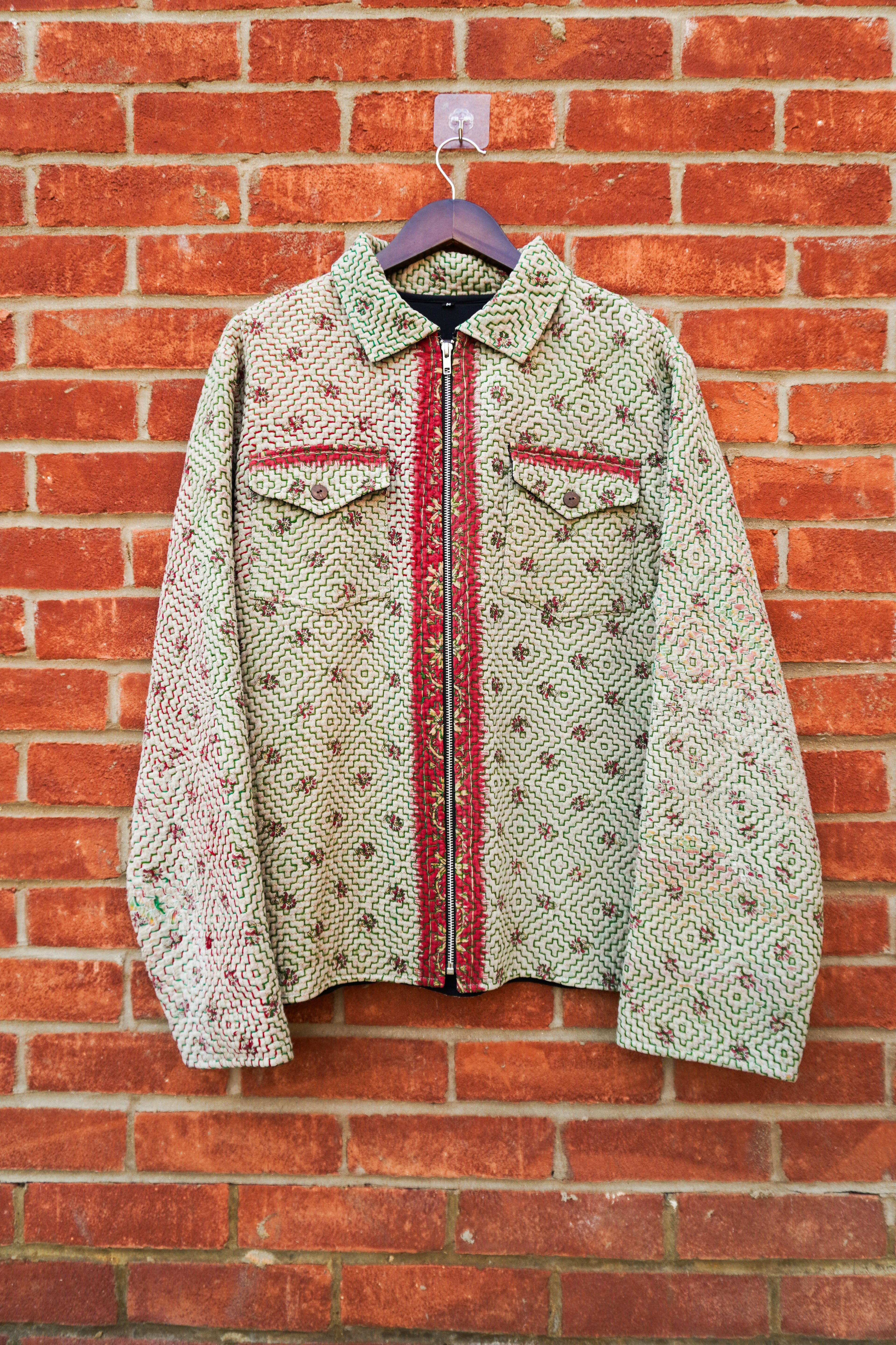 Ivory & Emerald Kantha Jacket No. LXV — One of One