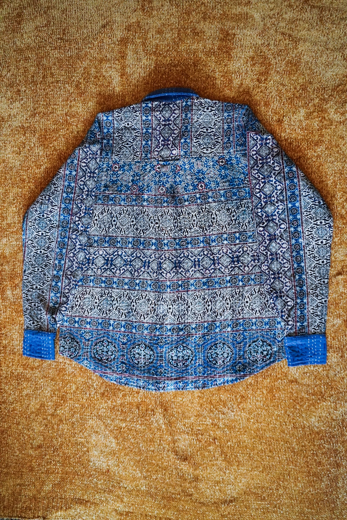 Underwater Current Ajrakh Kantha Shirt