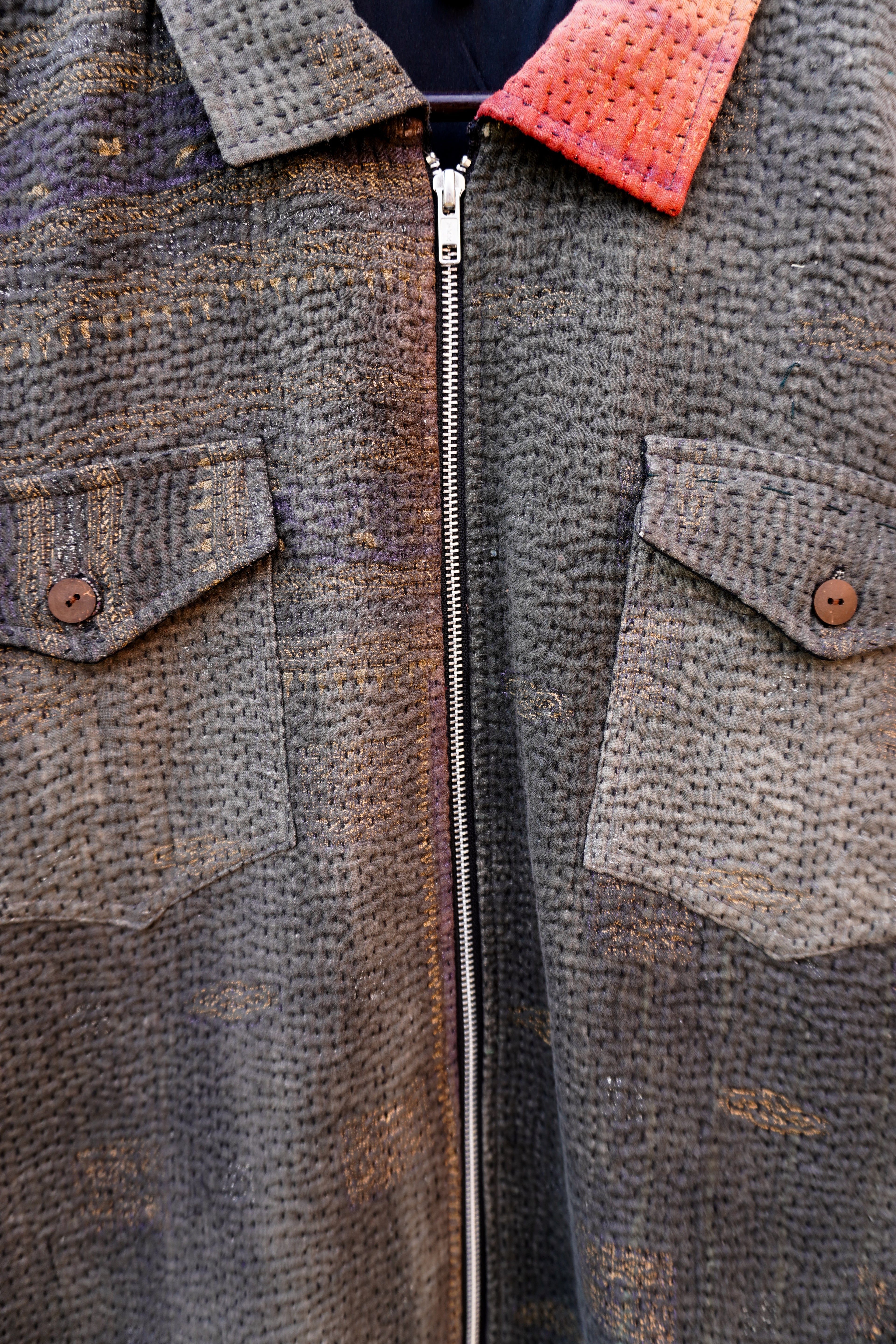 Muted Grey Kantha Jacket No. L — One of One