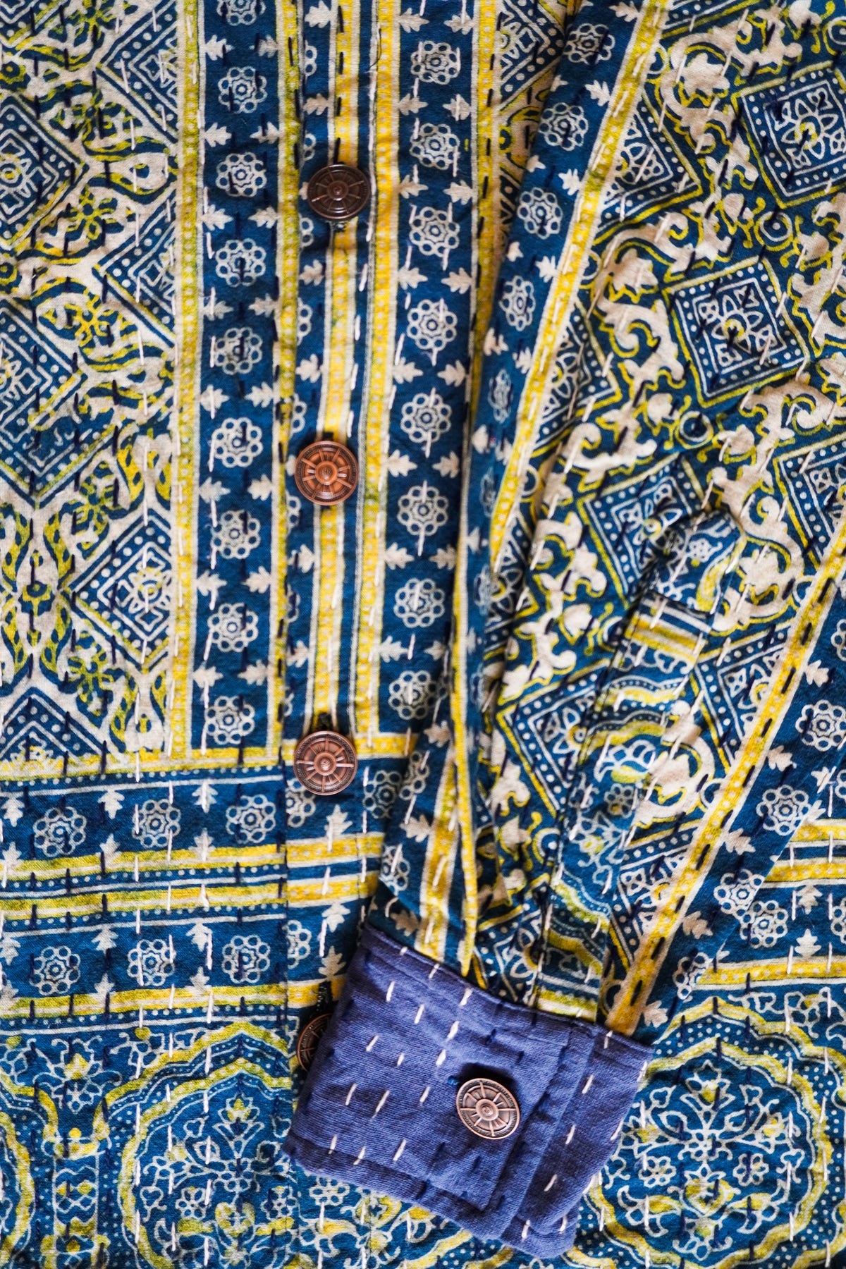 Sea Moss - Ajrakh Kantha Shirt