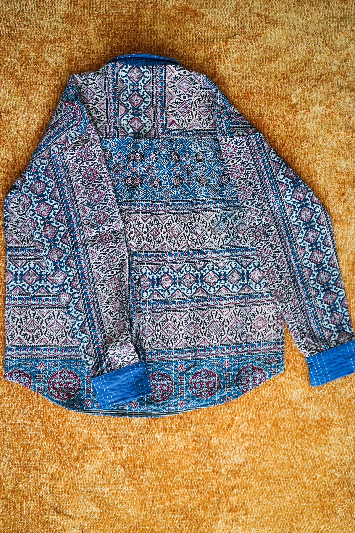Ocean Coral - Ajrakh Kantha Shirt