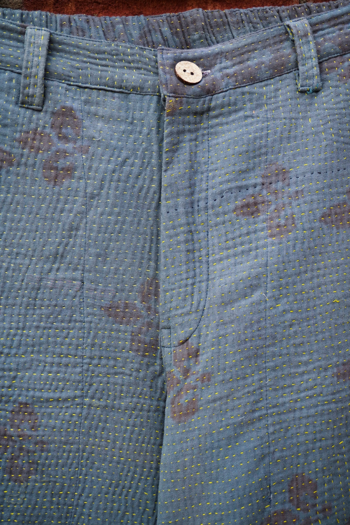Sage Block Print Kantha Trousers No. XXXIII — One of One