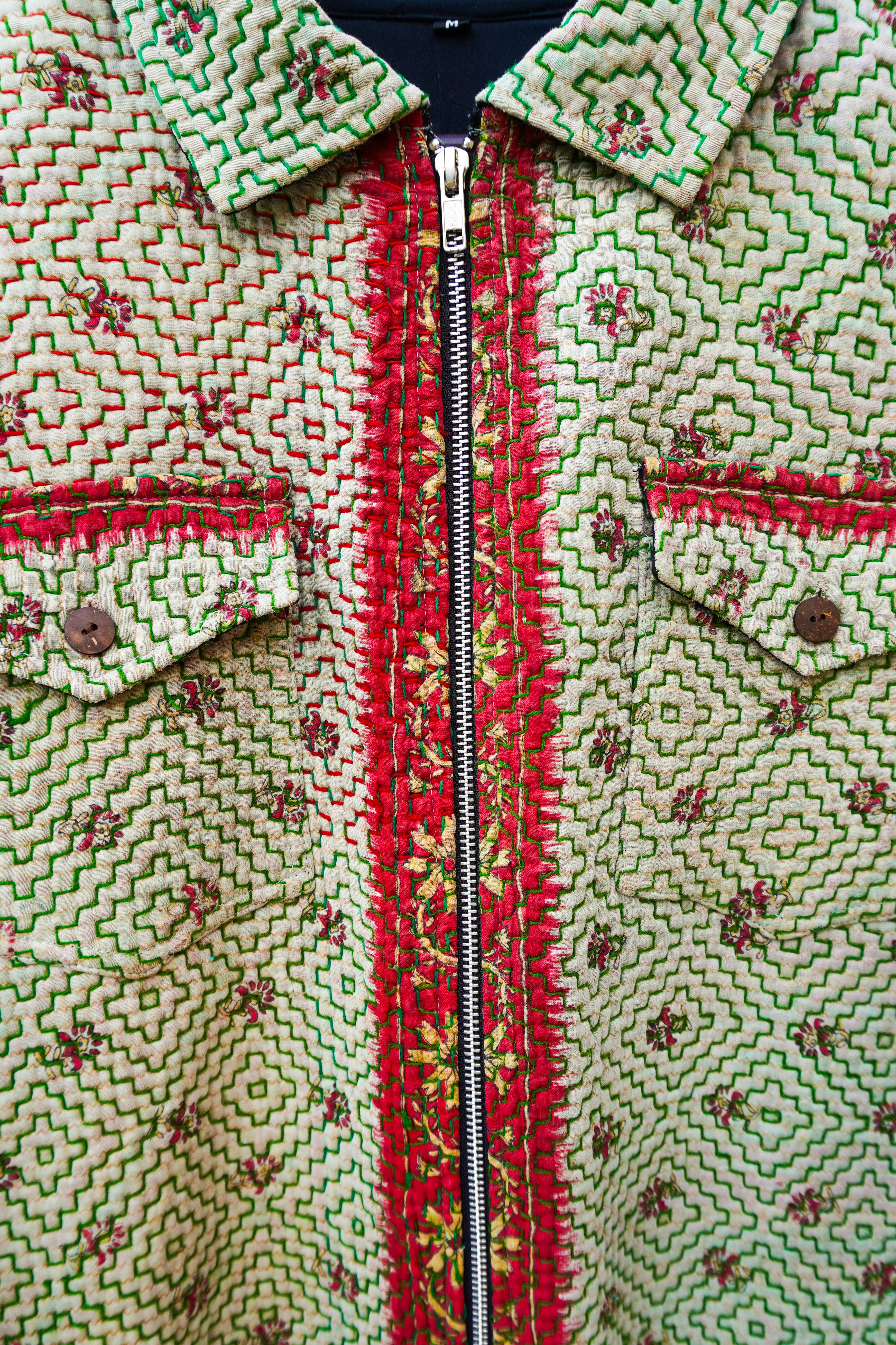 Ivory & Emerald Kantha Jacket No. LXV — One of One