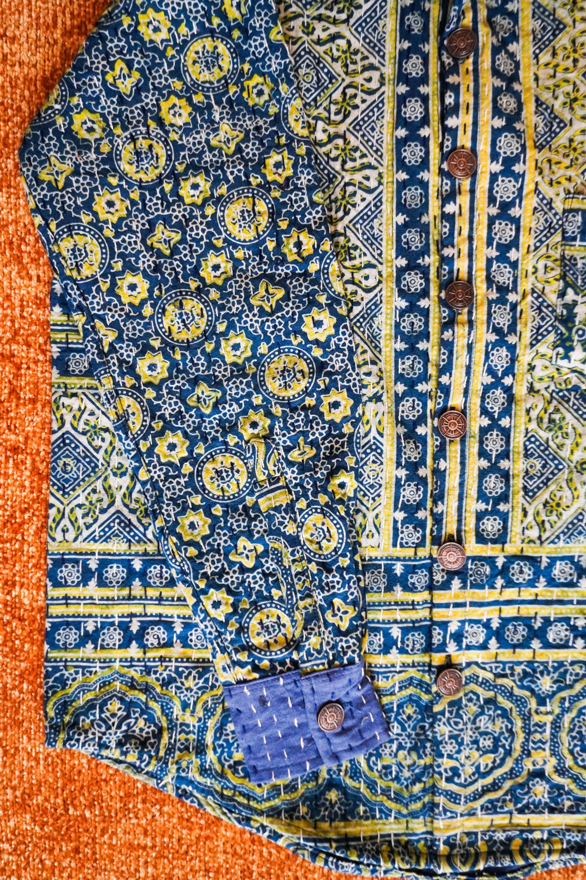 Sea Moss - Ajrakh Kantha Shirt