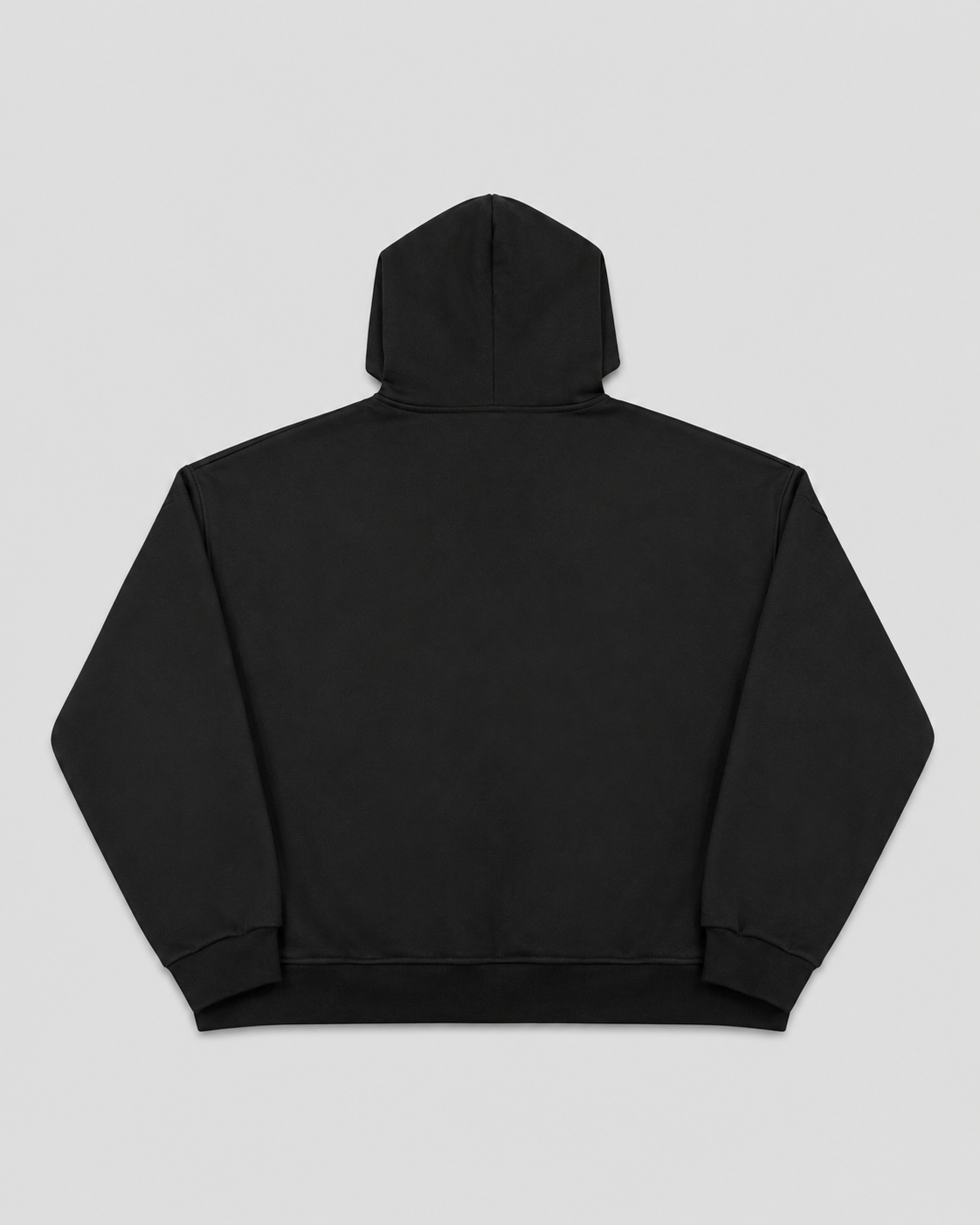 Black hoodie on a light gray background