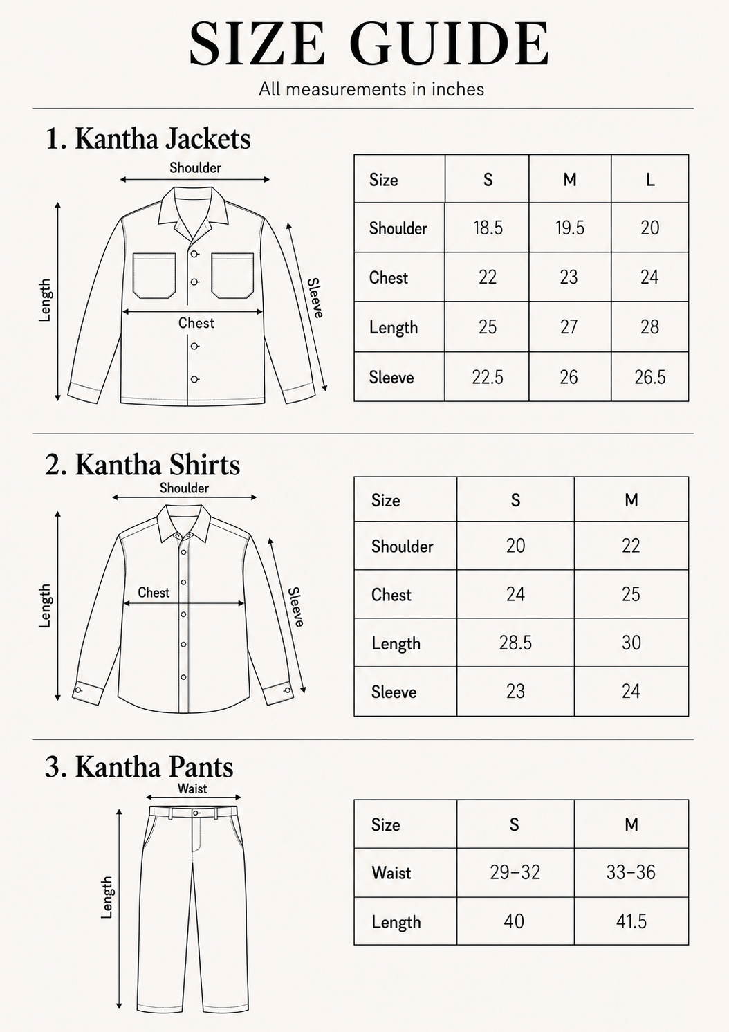 Size chart