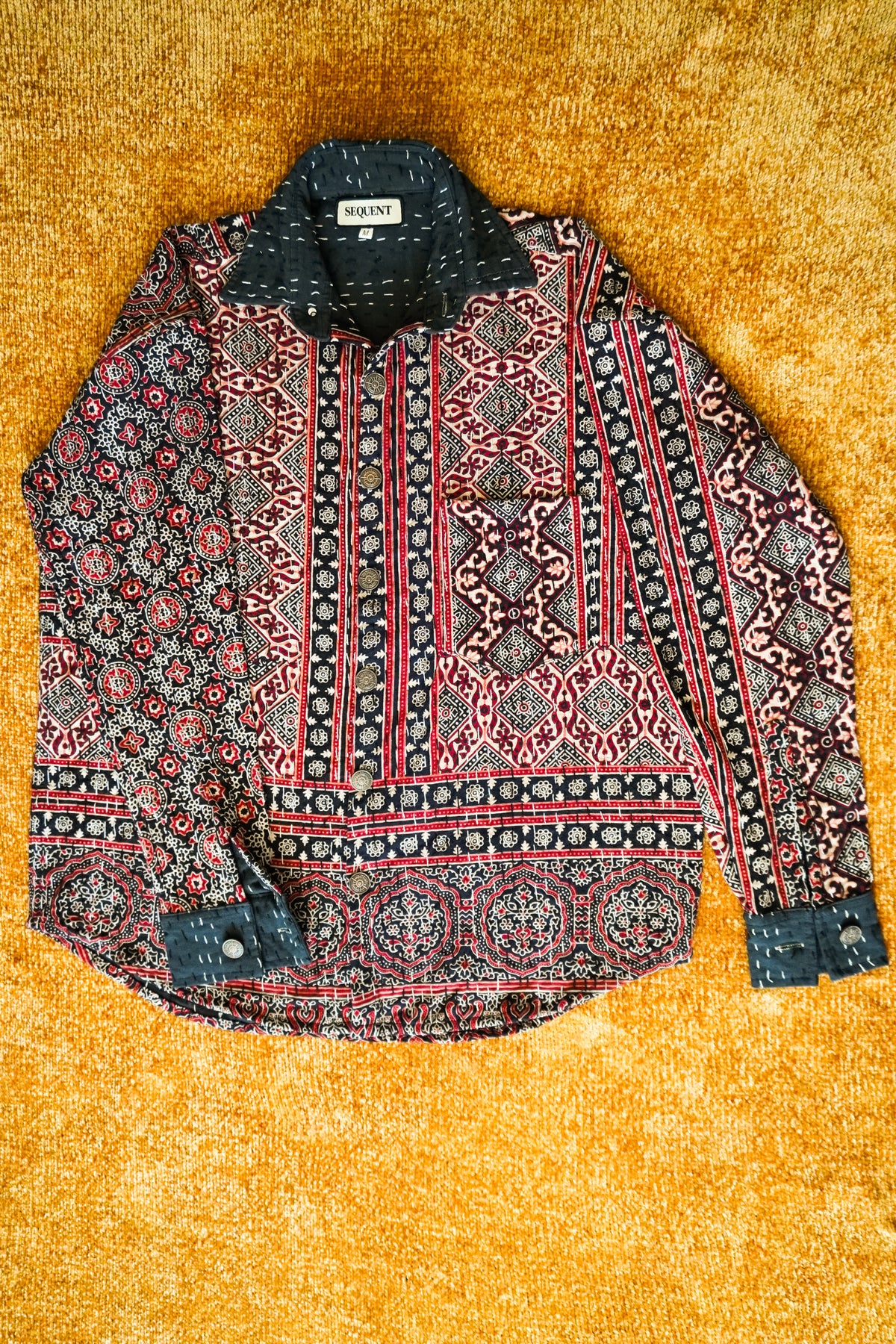 Cranberry Saga - Ajrakh Kantha Shirt
