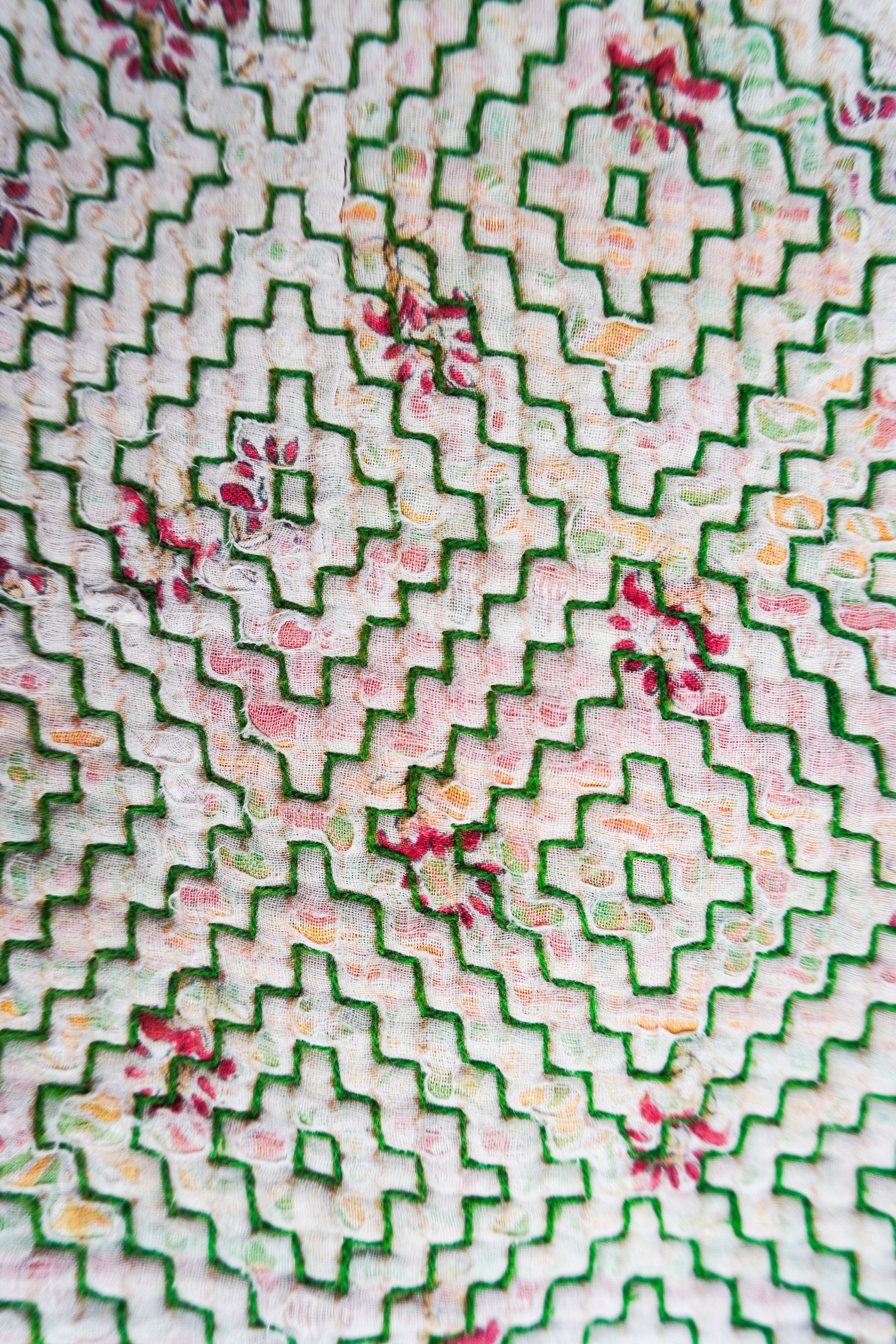 Ivory & Emerald Kantha Jacket No. LXV — One of One