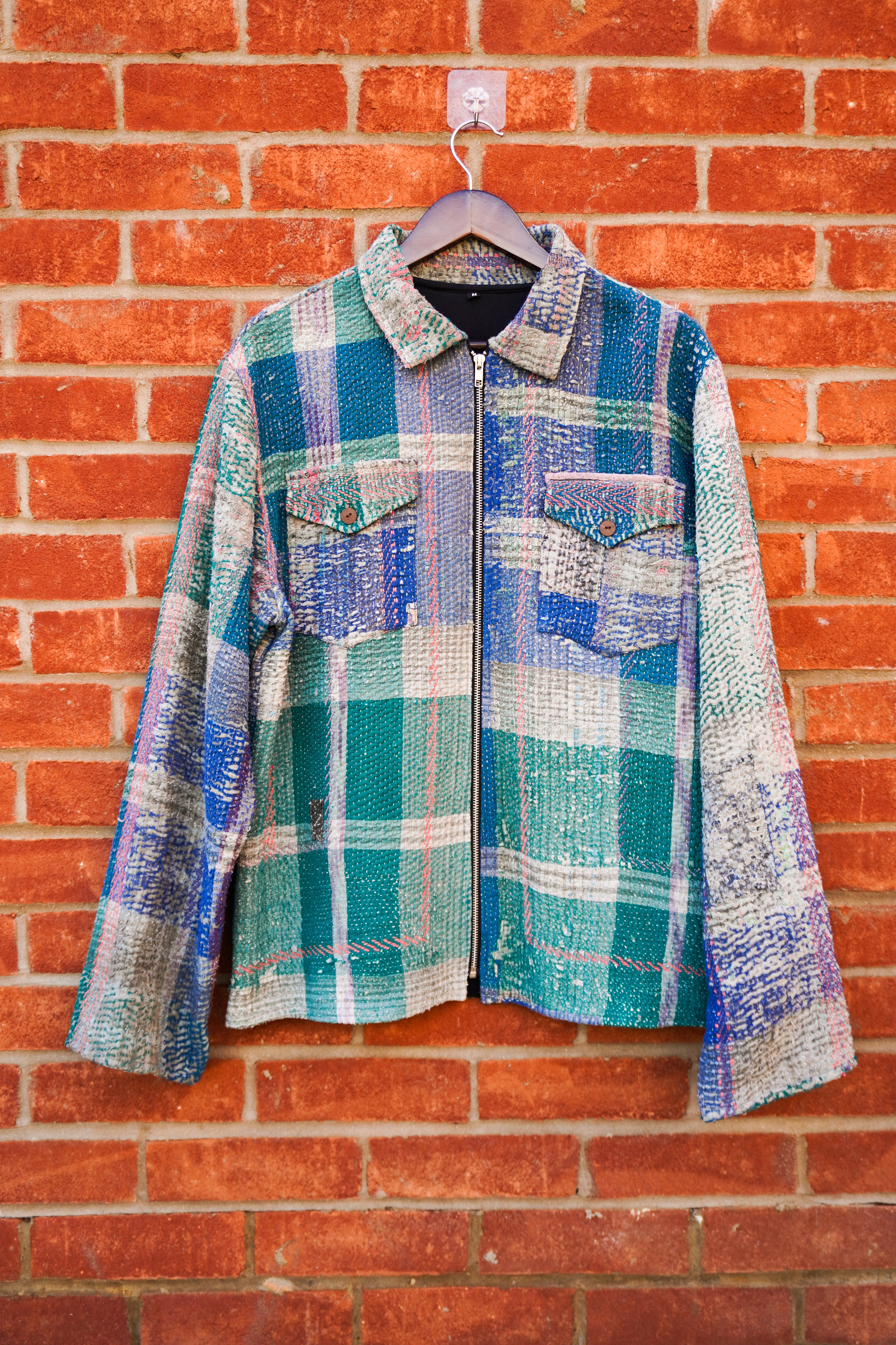 Sea Plaid Kantha Jacket No. XXI — One of One