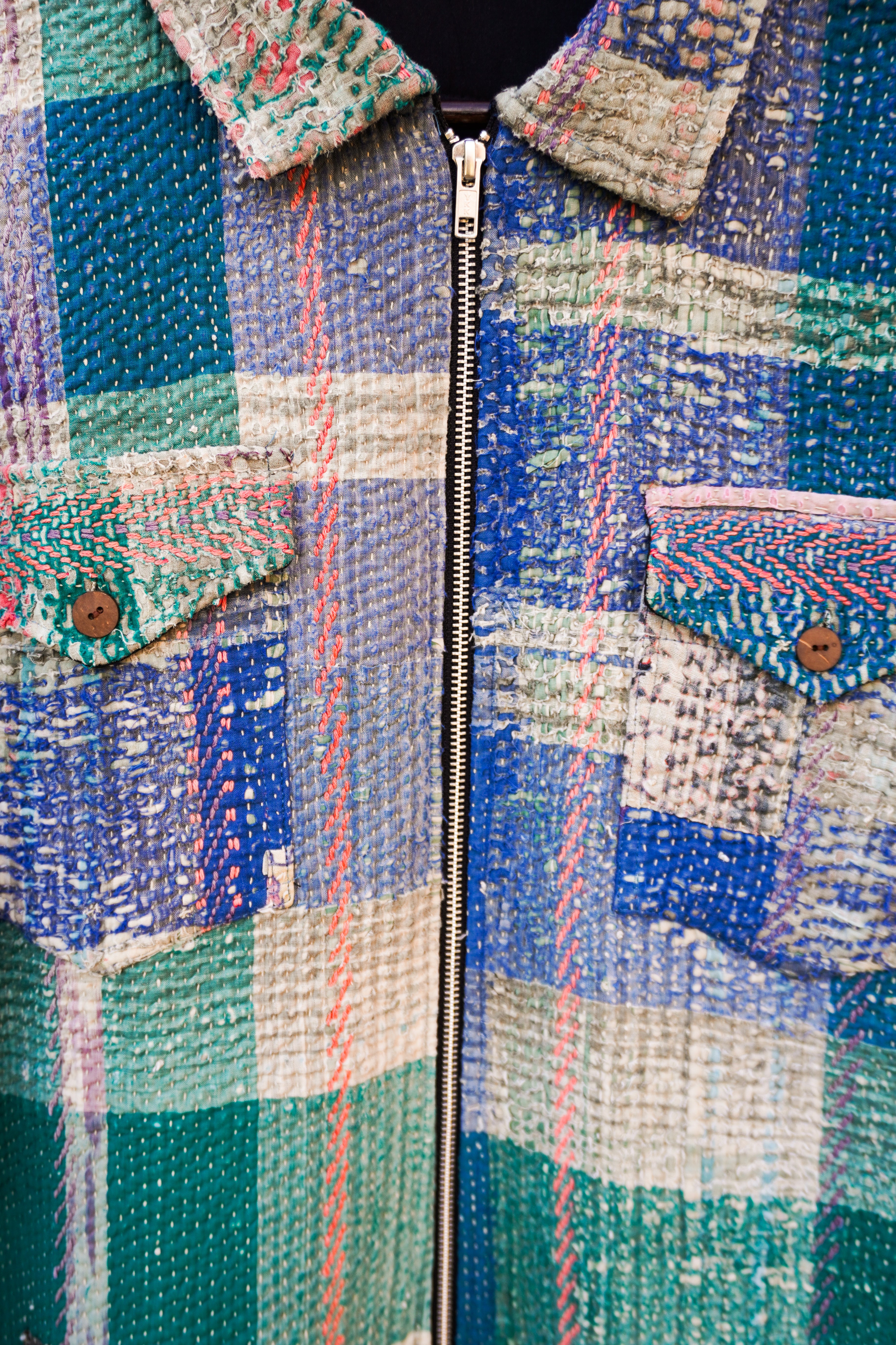 Sea Plaid Kantha Jacket No. XXI — One of One