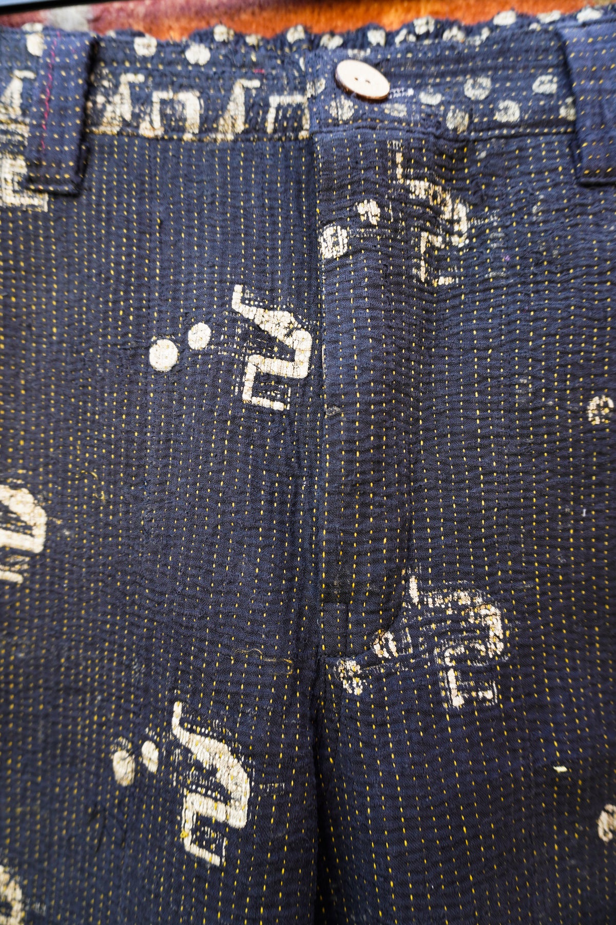 Indigo & Gold Kantha Trousers No. XXVII — One of One