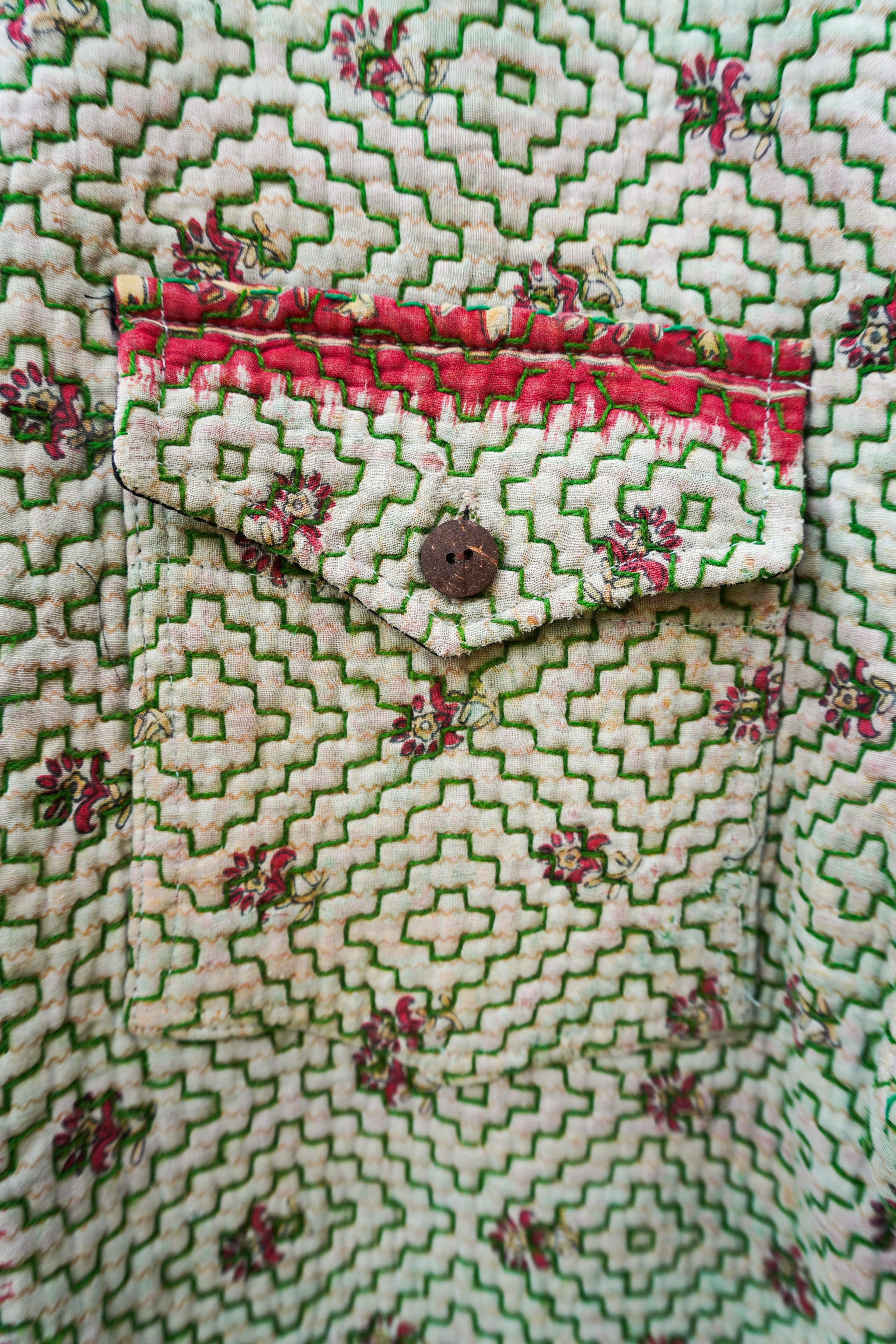 Ivory & Emerald Kantha Jacket No. LXV — One of One
