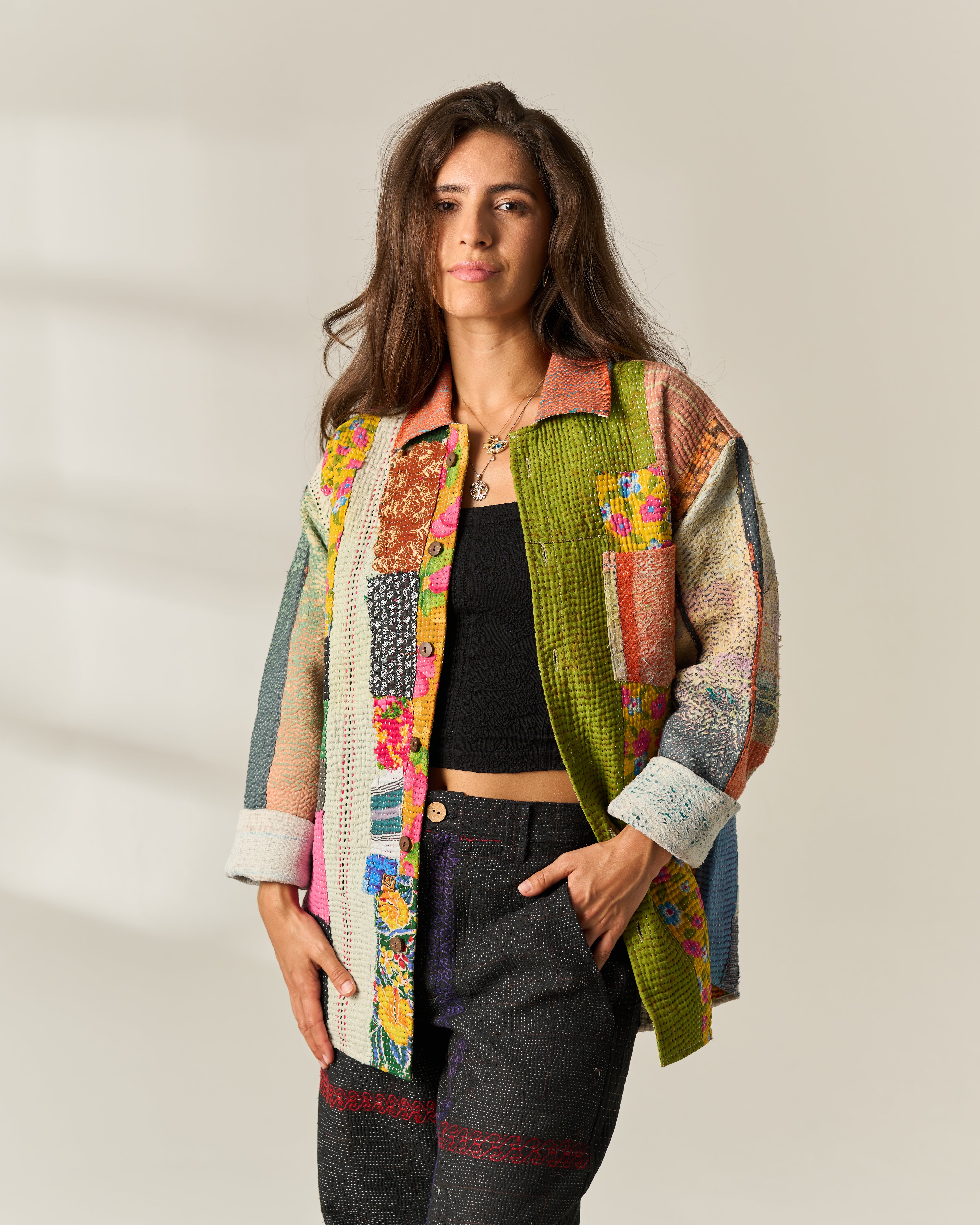 Vibrant Patchwork Kantha Overshirt No. XLIV — One of One