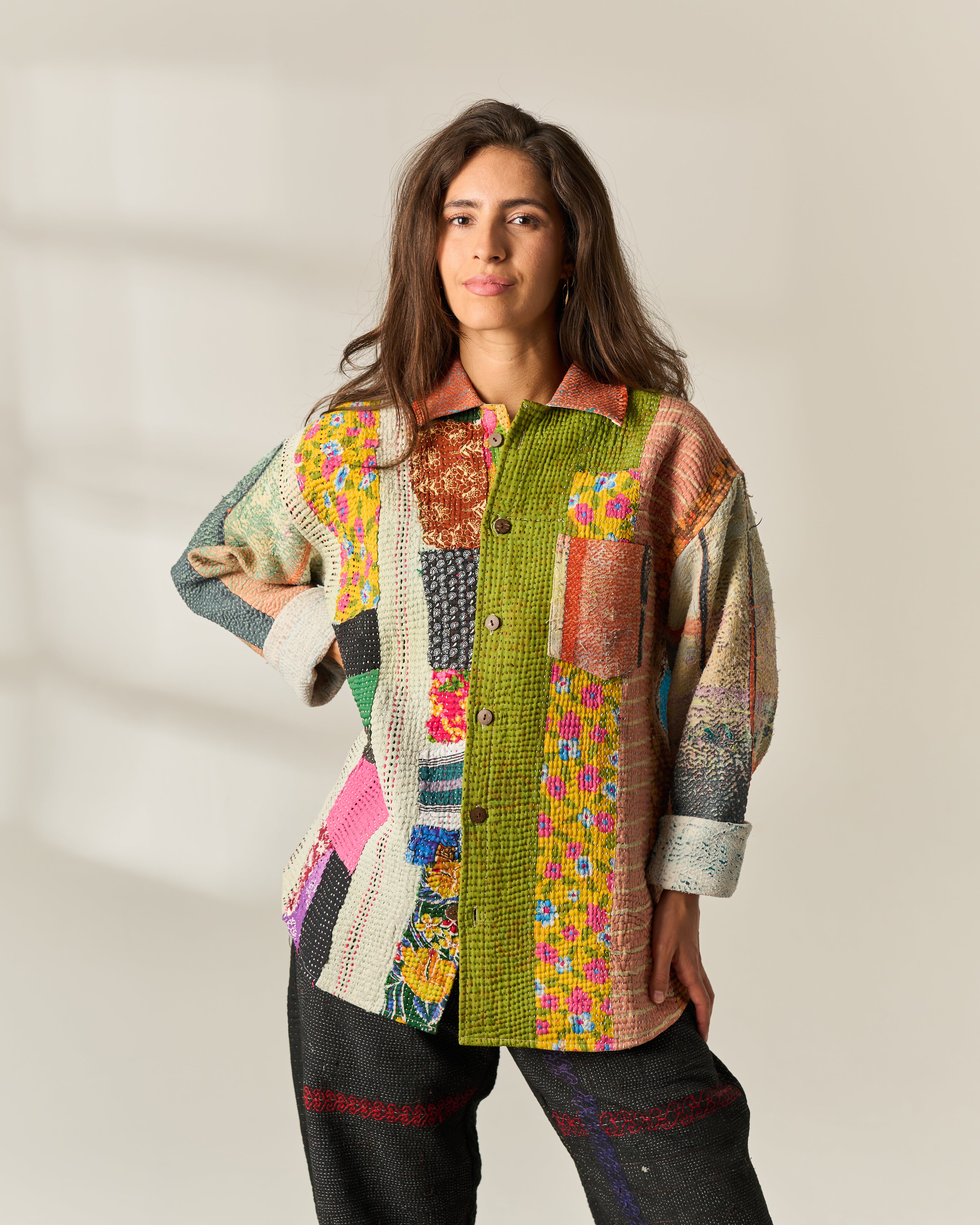 Vibrant Patchwork Kantha Overshirt No. XLIV — One of One