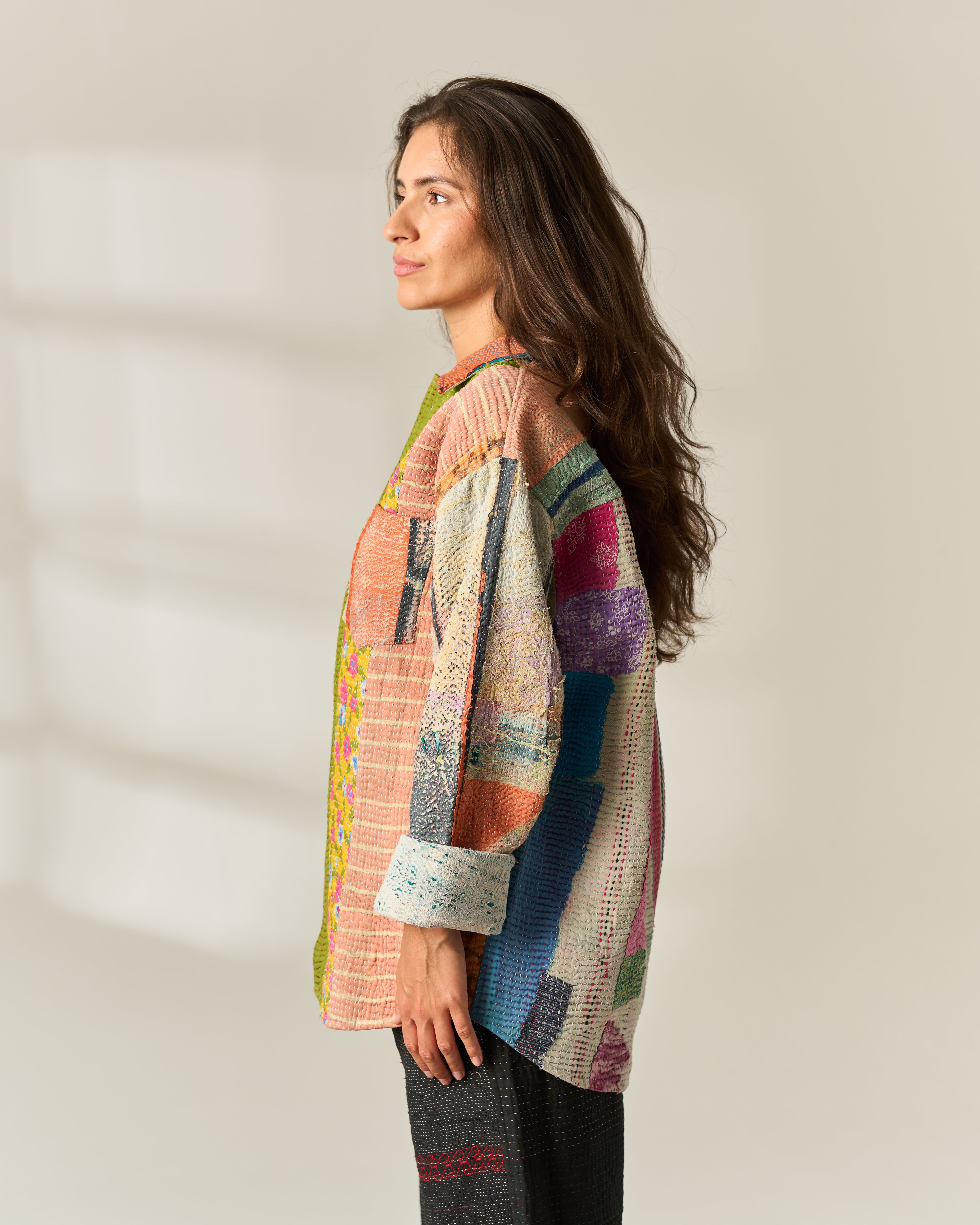 Vibrant Patchwork Kantha Overshirt No. XLIV — One of One