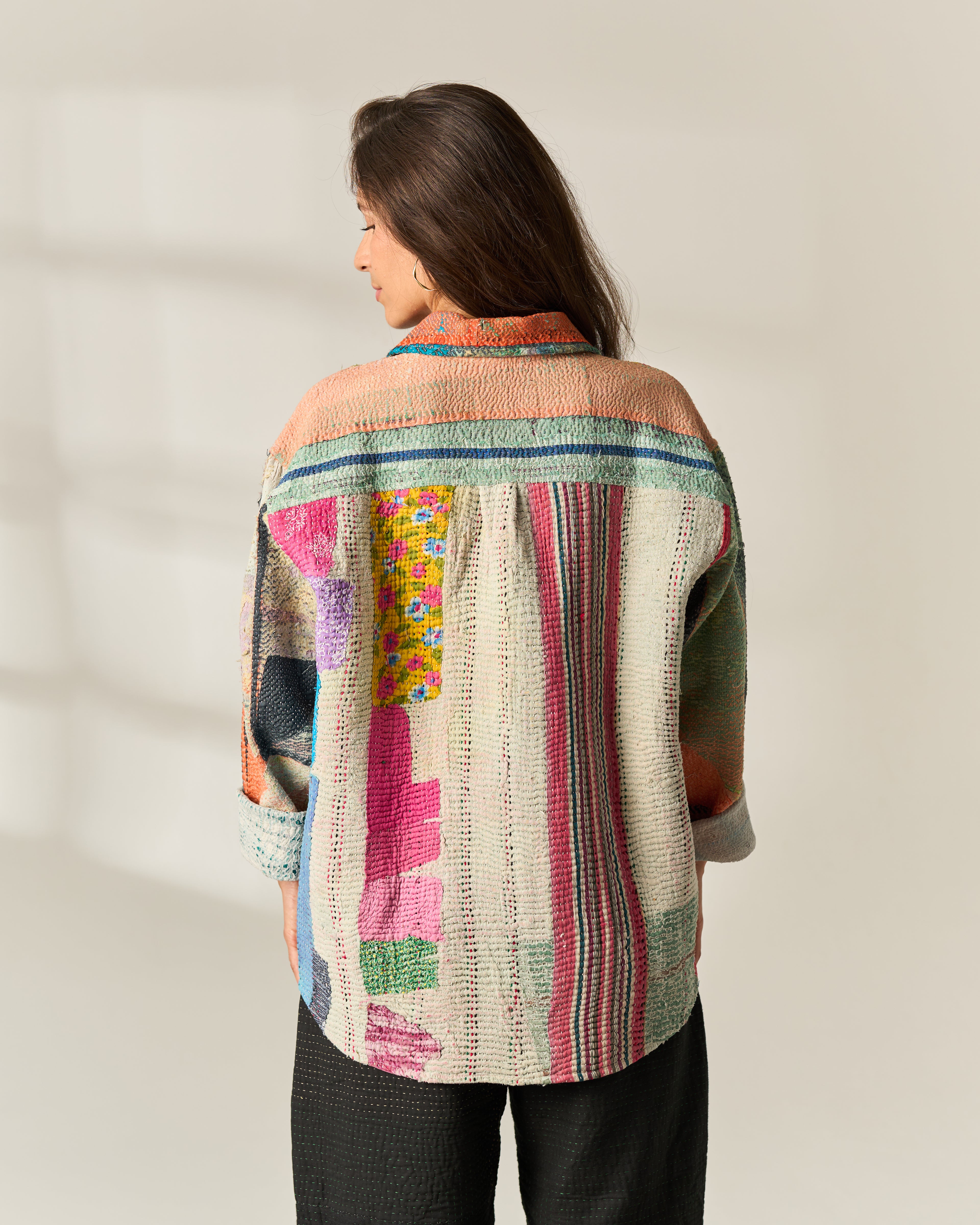 Vibrant Patchwork Kantha Overshirt No. XLIV — One of One
