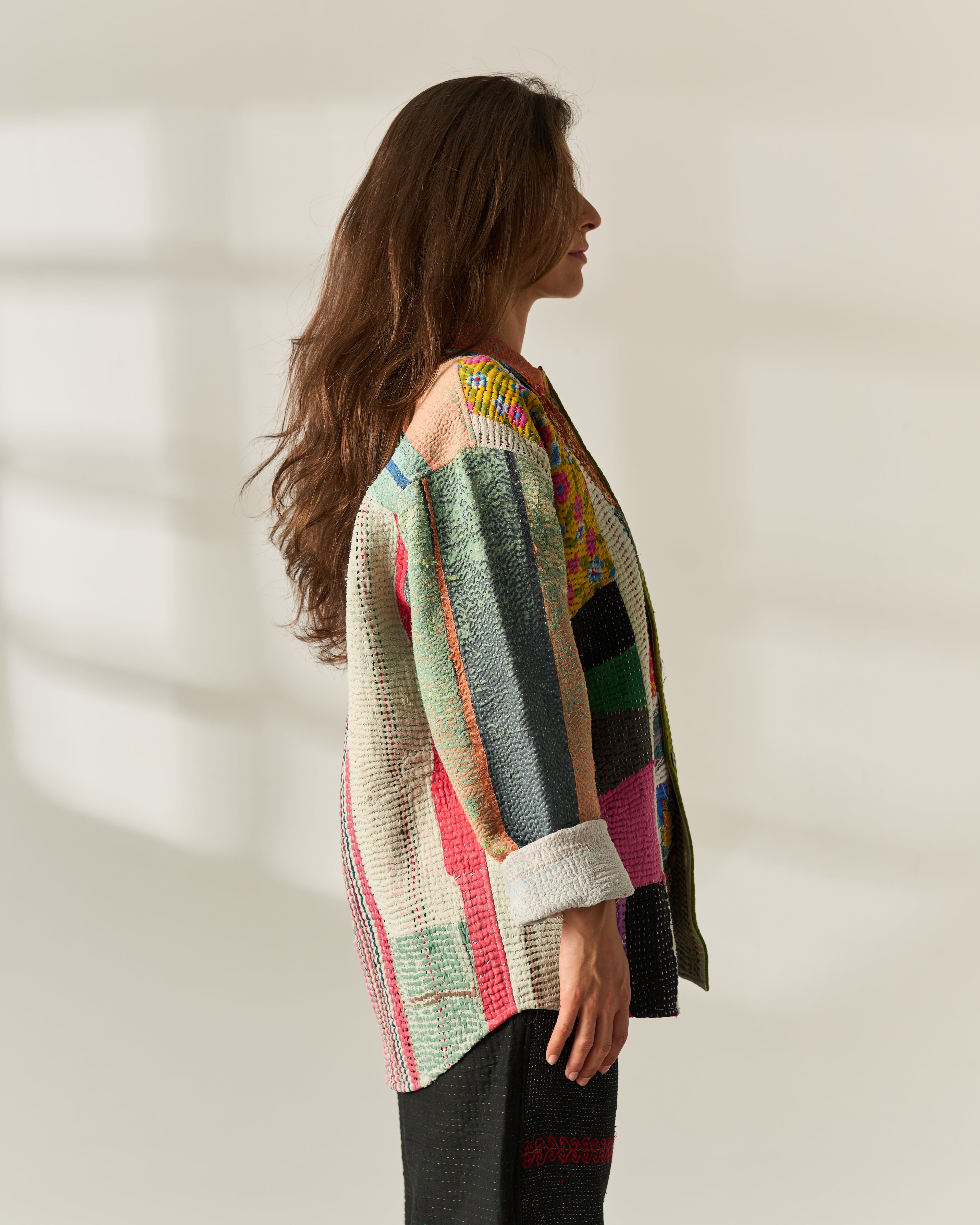Vibrant Patchwork Kantha Overshirt No. XLIV — One of One