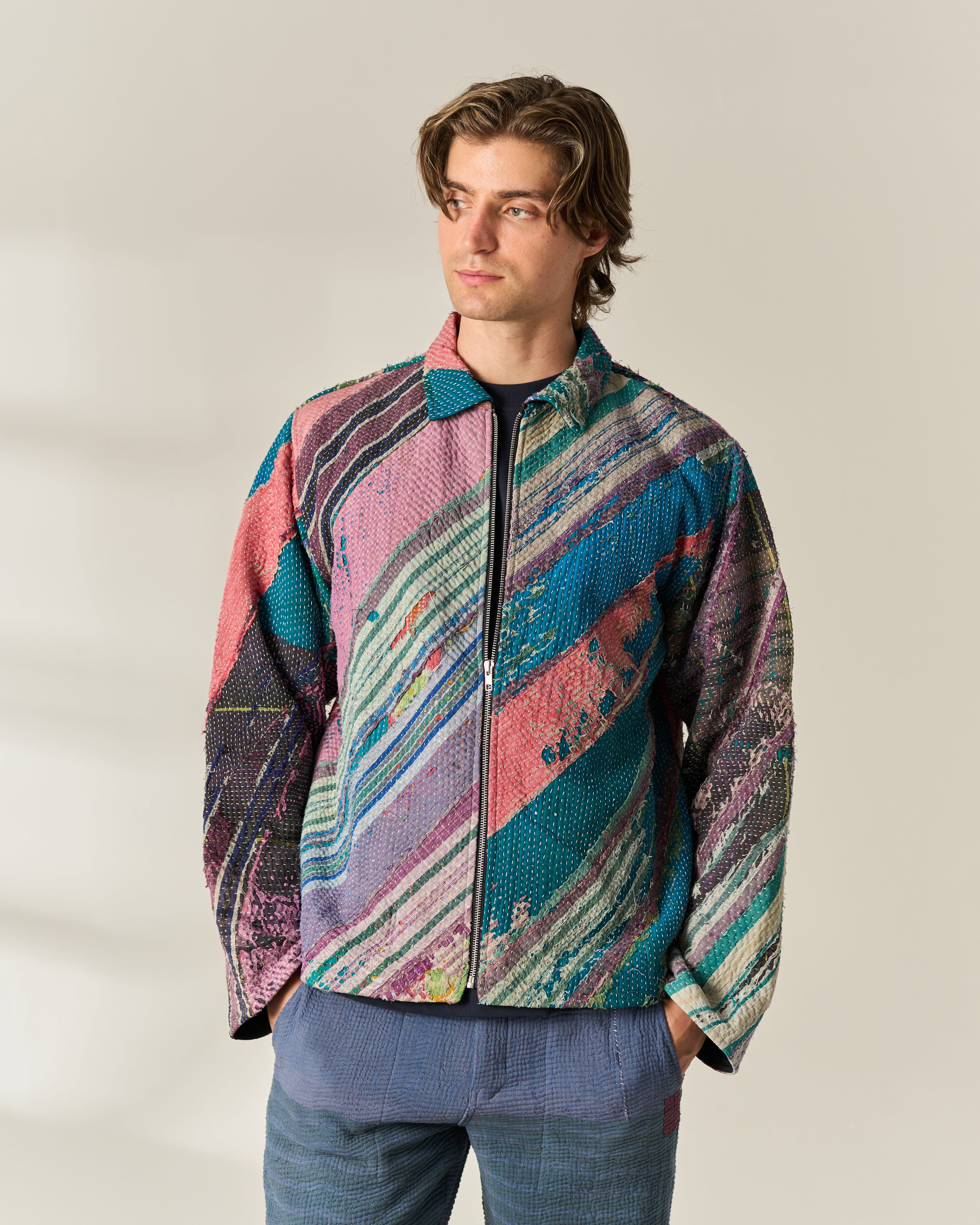Diagonal Panel Kantha Jacket No. LIX — One of One