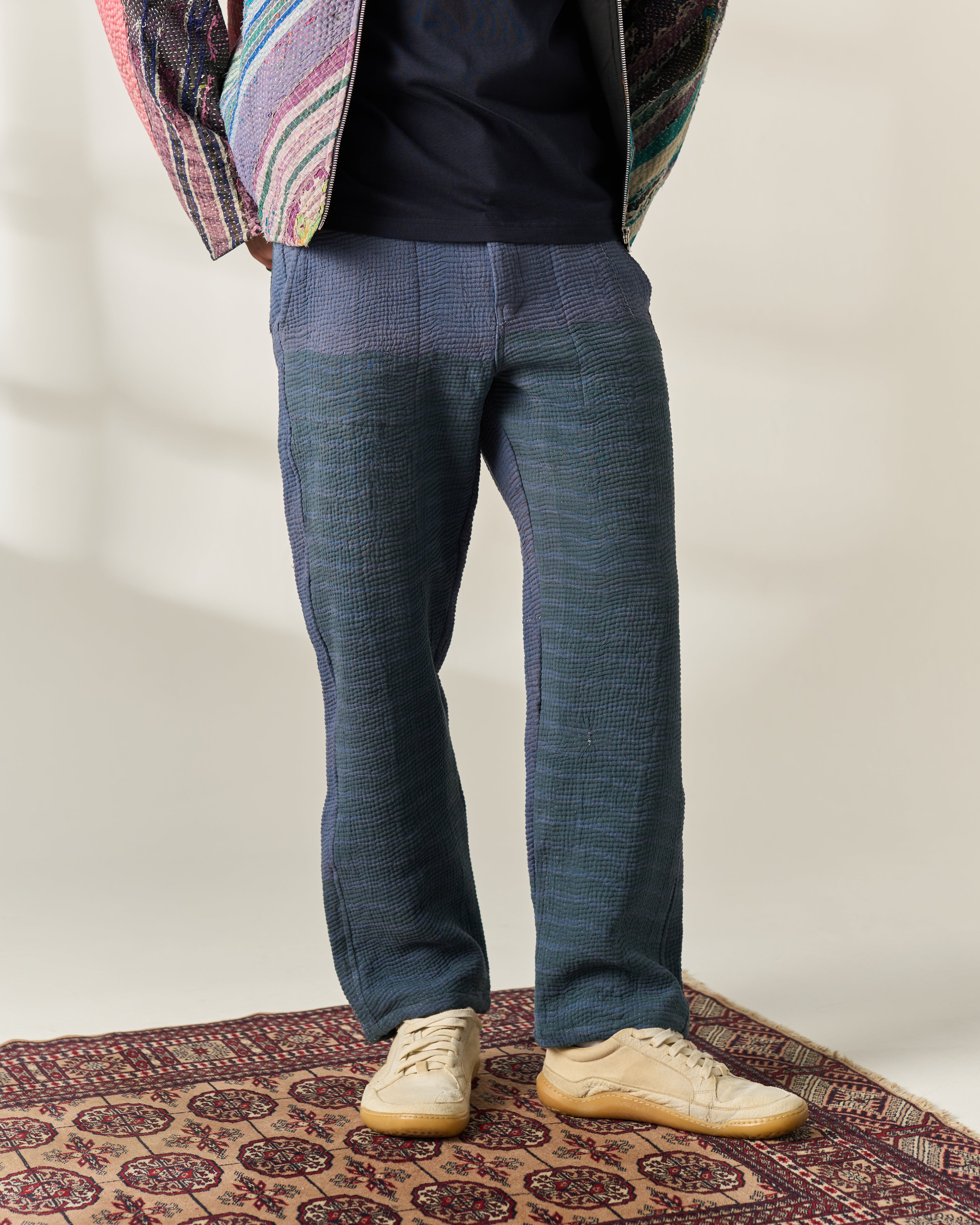 Blue-Green Kantha Trousers No. XLVIII — One of One