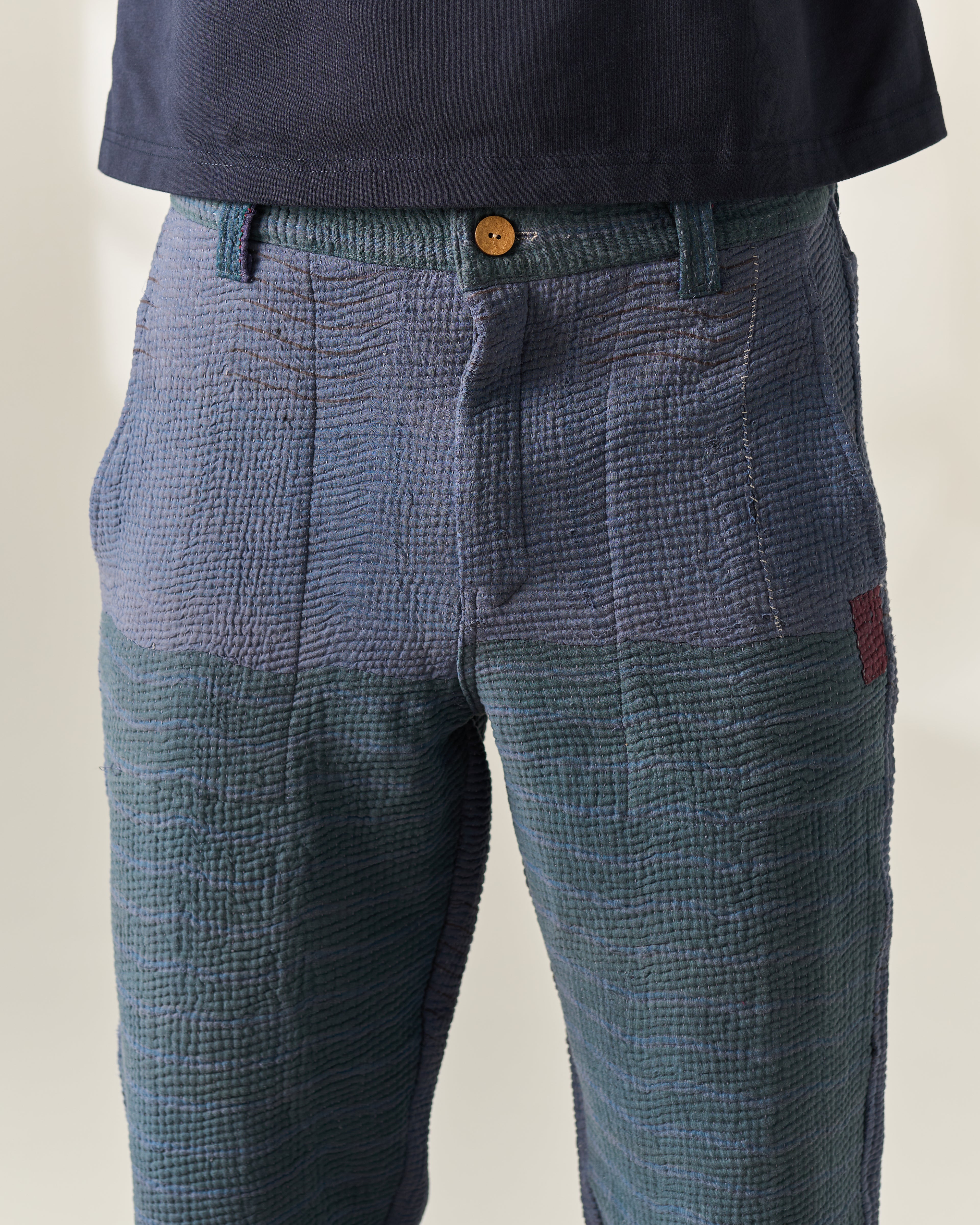 Blue-Green Kantha Trousers No. XLVIII — One of One
