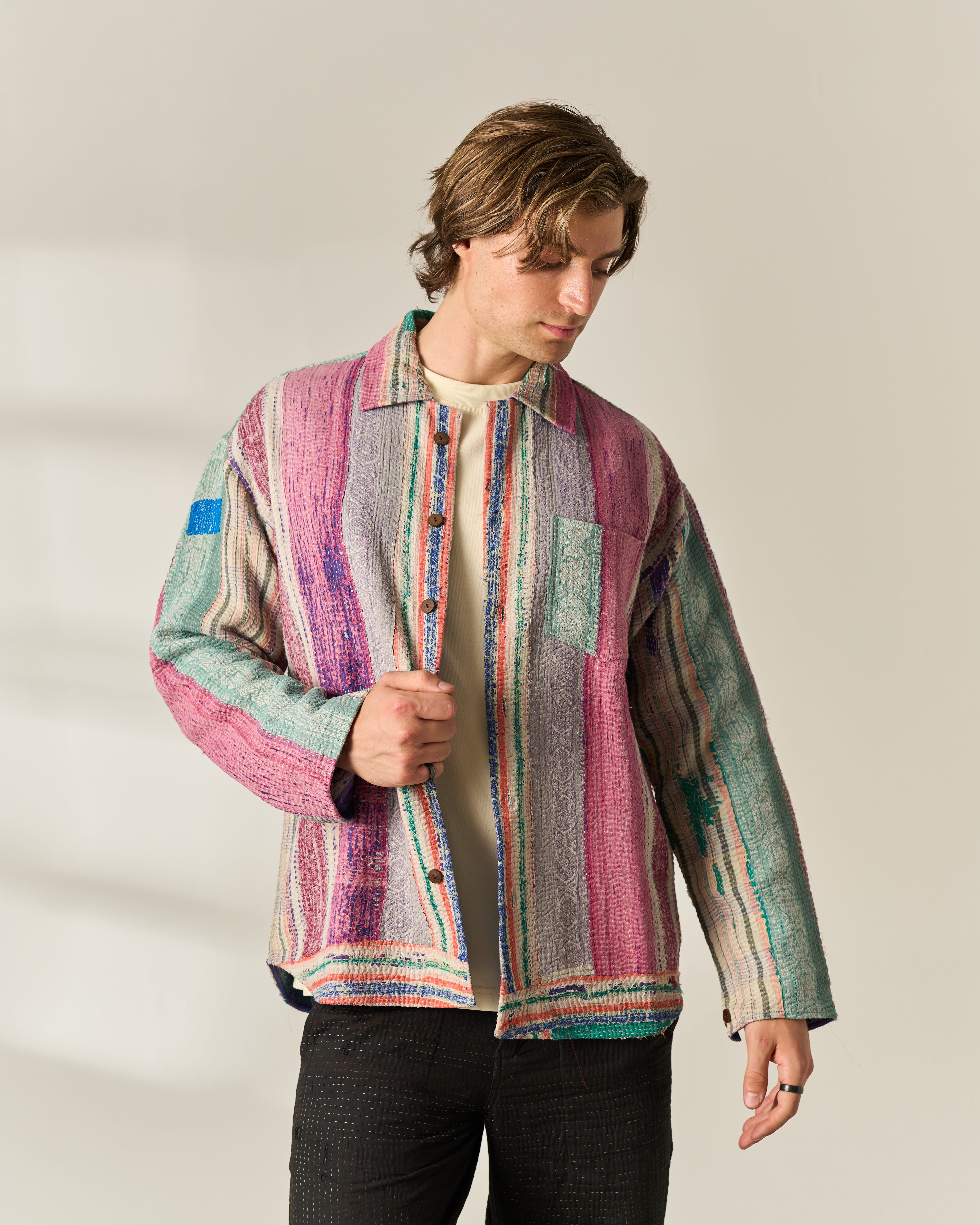 Multicolour Stripe Kantha Overshirt No. XLVI — One of One
