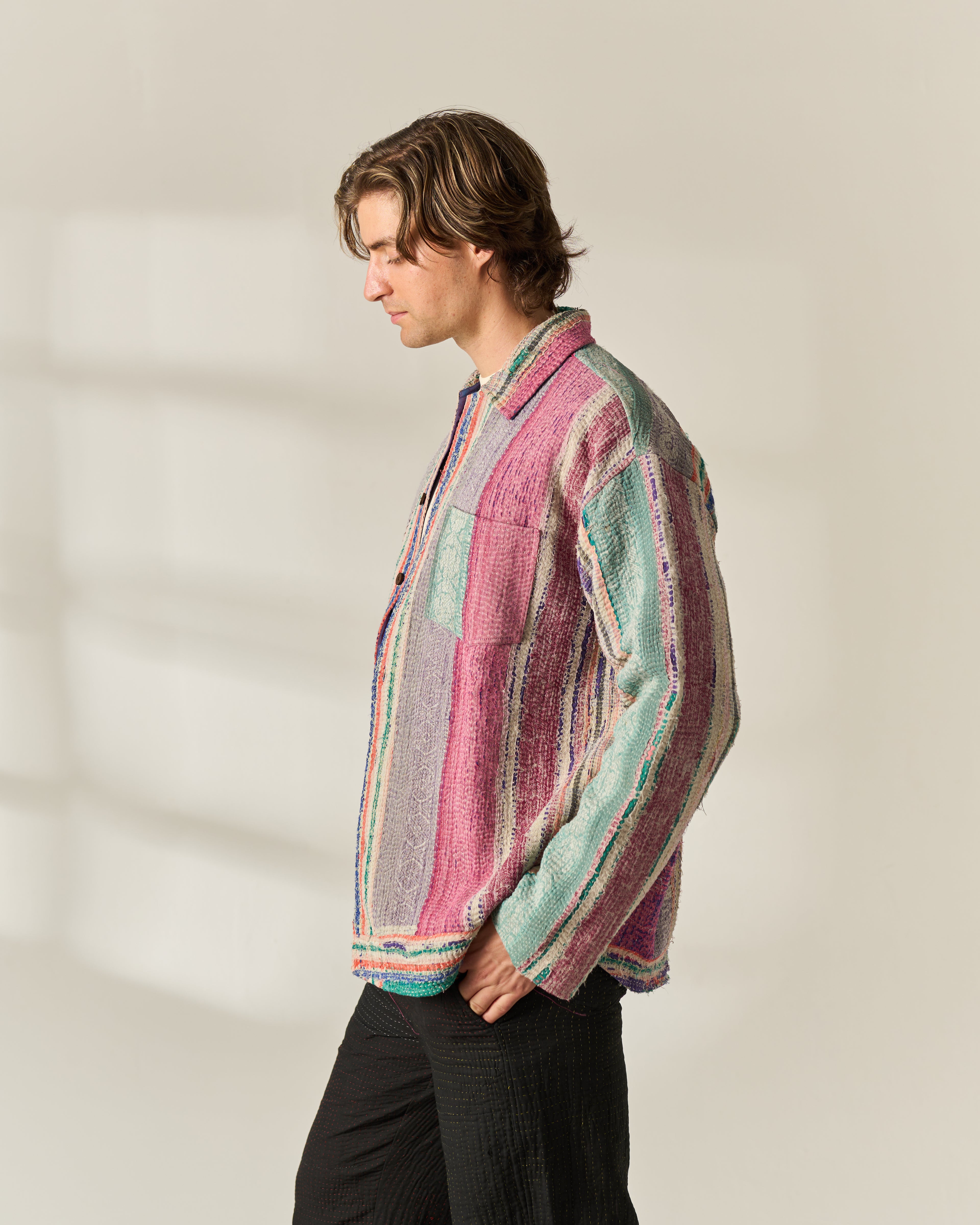 Multicolour Stripe Kantha Overshirt No. XLVI — One of One