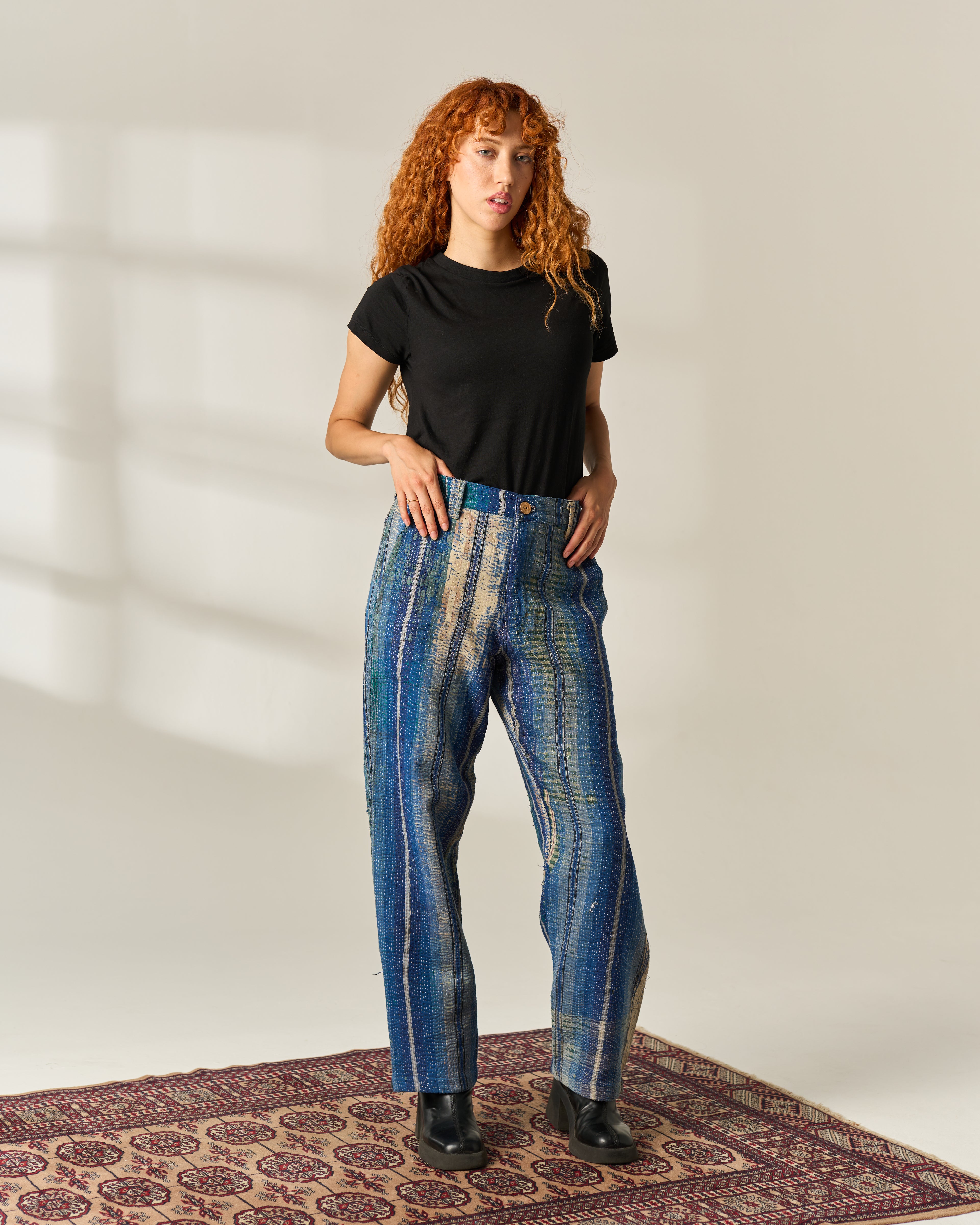 Indigo Patchwork Kantha Trousers No. XLVII — One of One