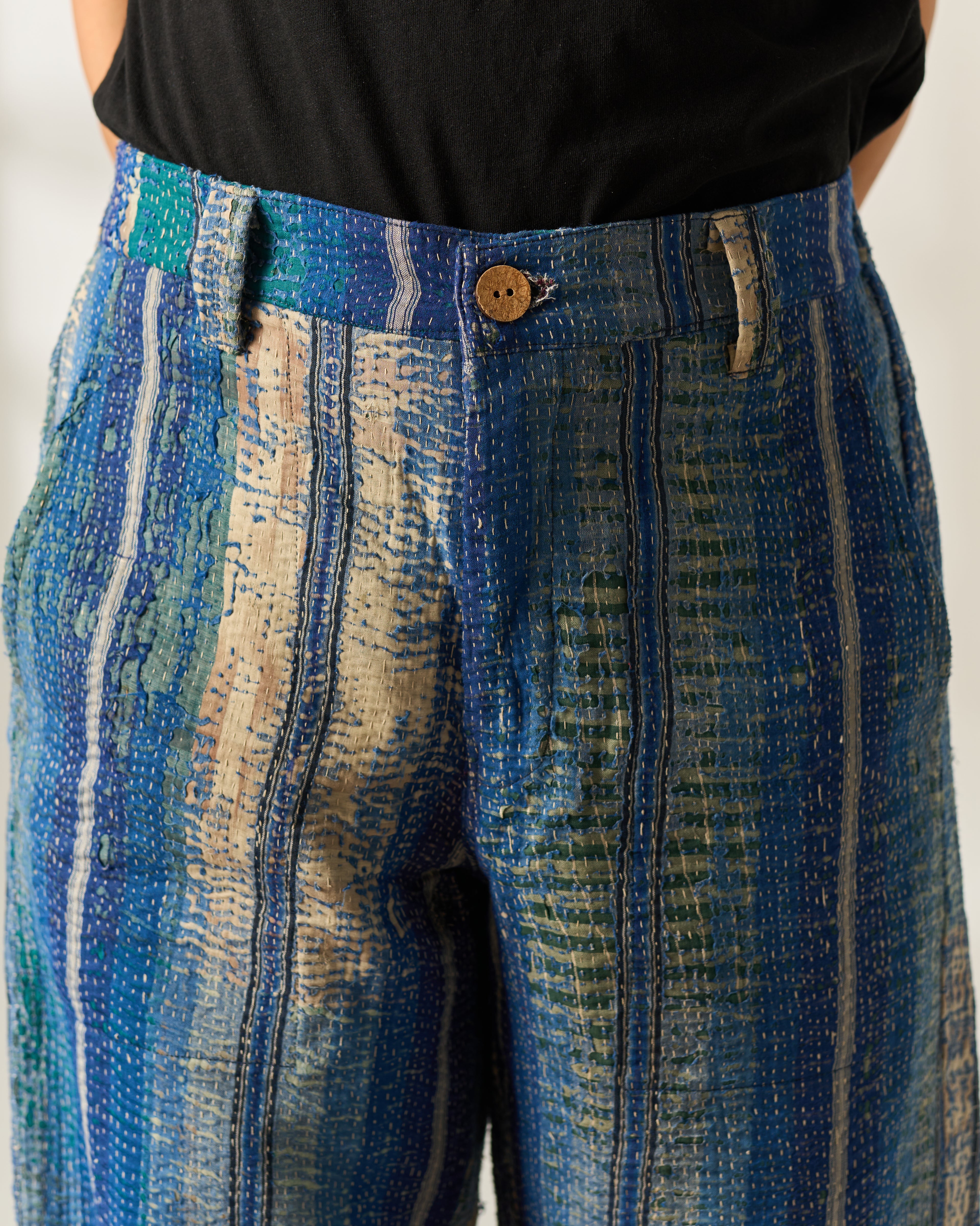 Indigo Patchwork Kantha Trousers No. XLVII — One of One