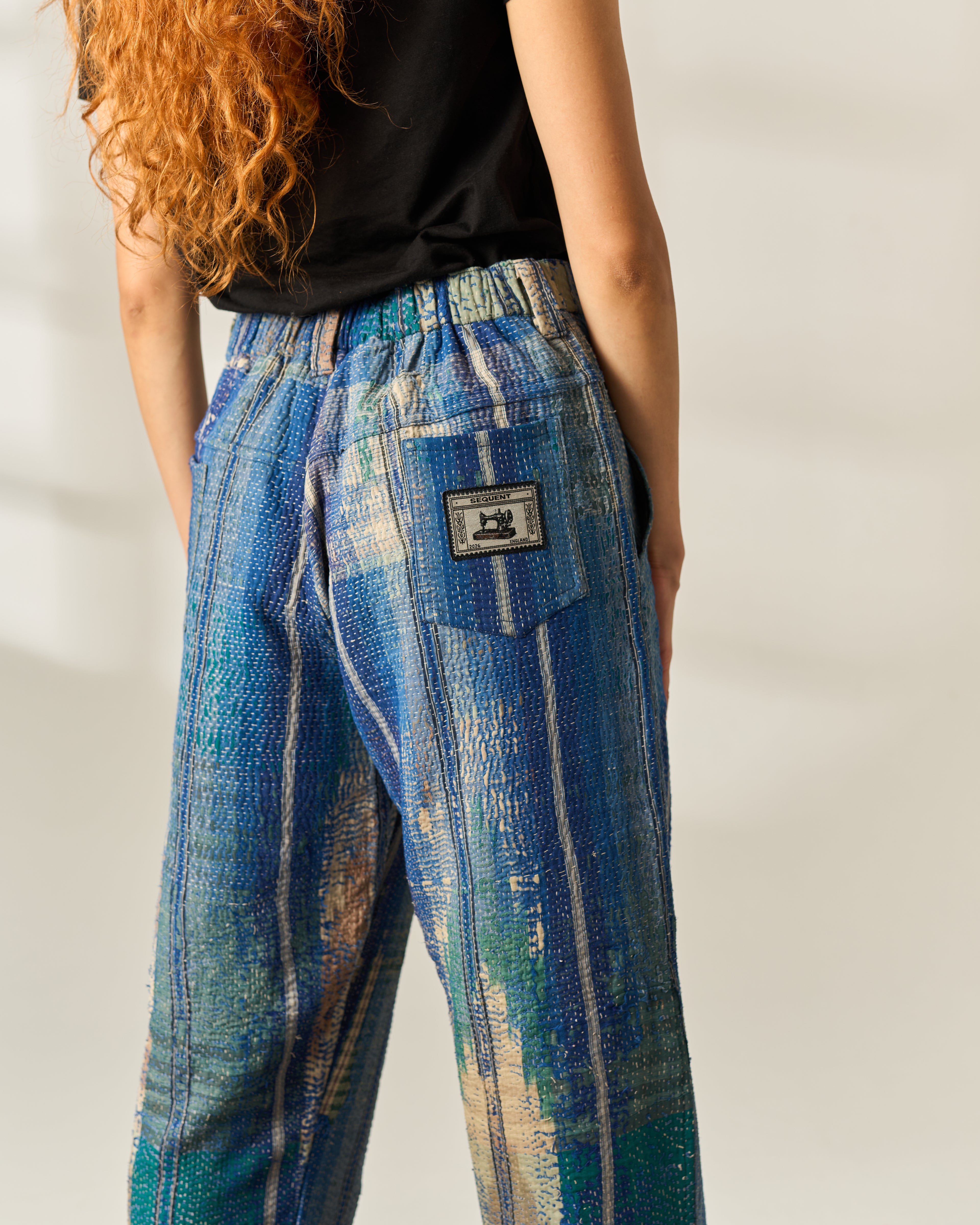 Indigo Patchwork Kantha Trousers No. XLVII — One of One