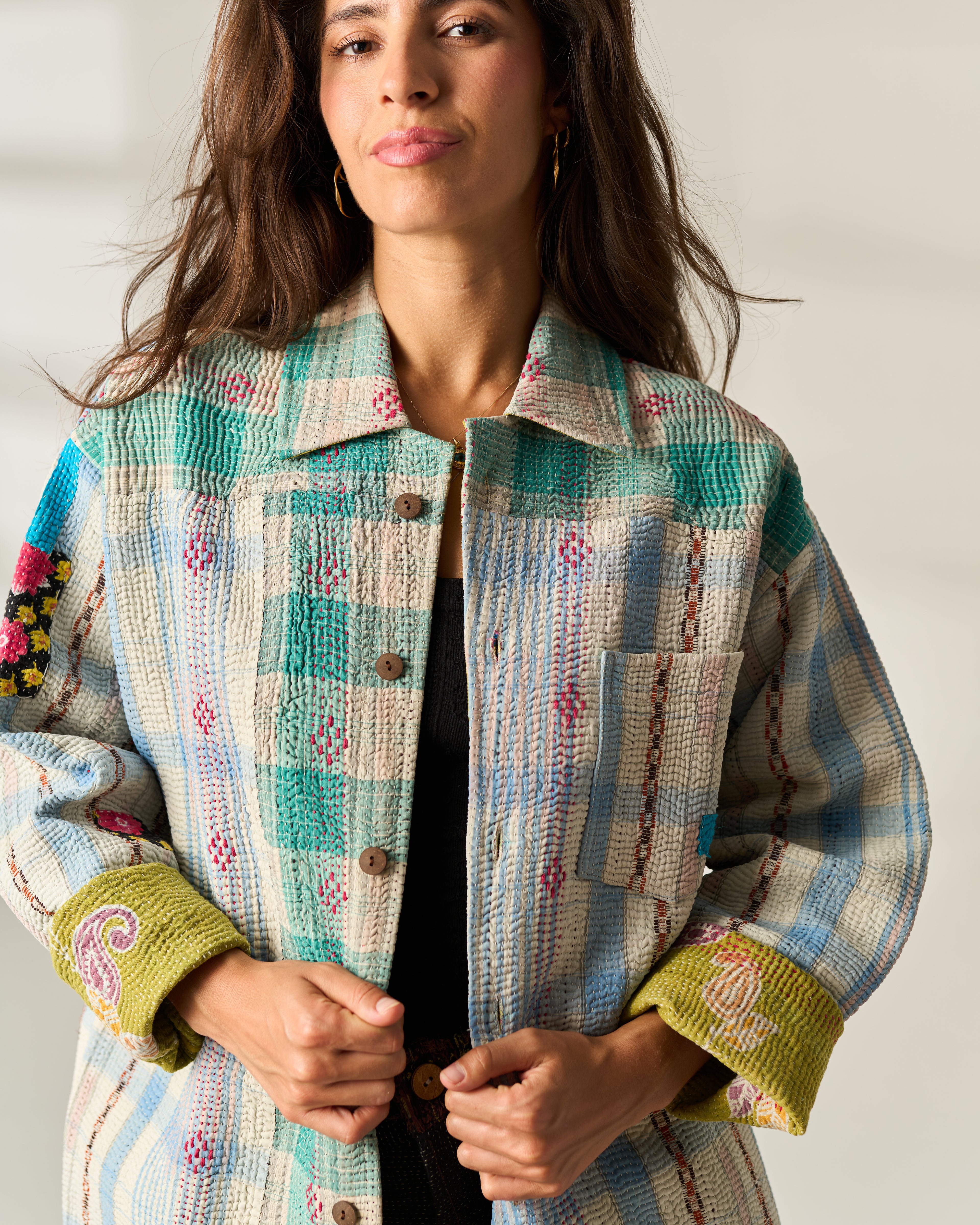 Pastel Check Kantha Overshirt No. XXXVIII — One of One