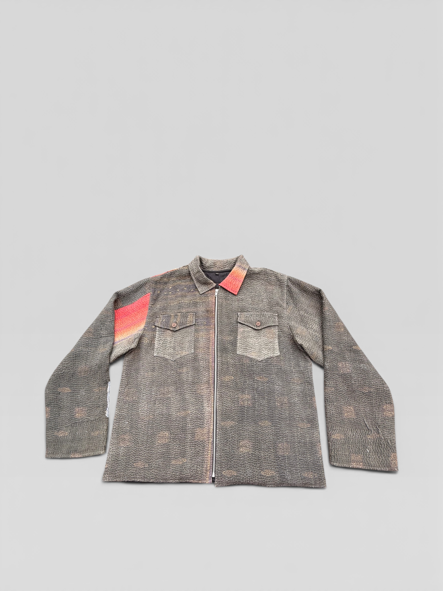 Muted Grey Kantha Jacket No. L — One of One