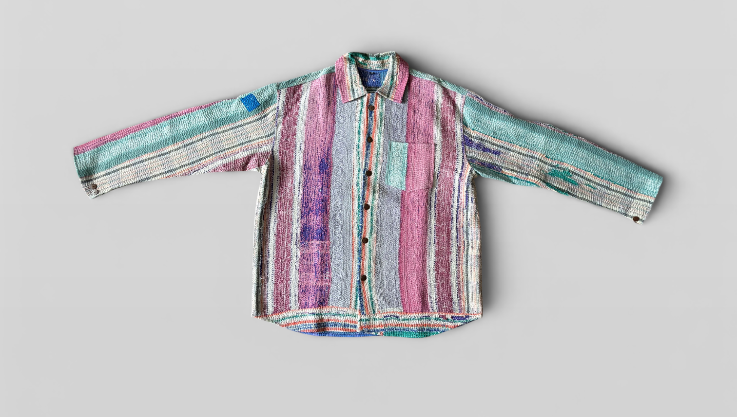 Multicolour Stripe Kantha Overshirt No. XLVI — One of One