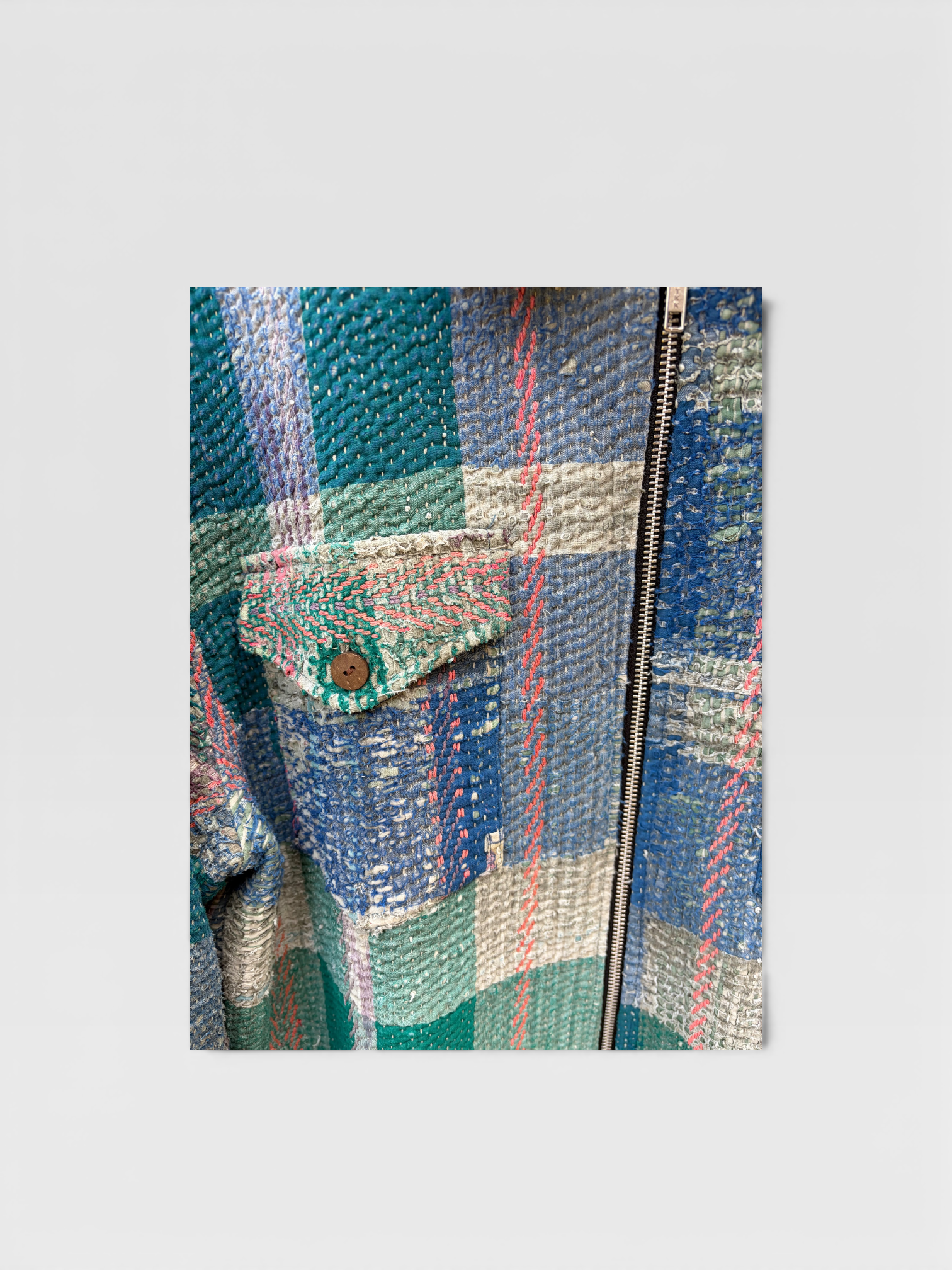 Sea Plaid Kantha Jacket No. XXI — One of One