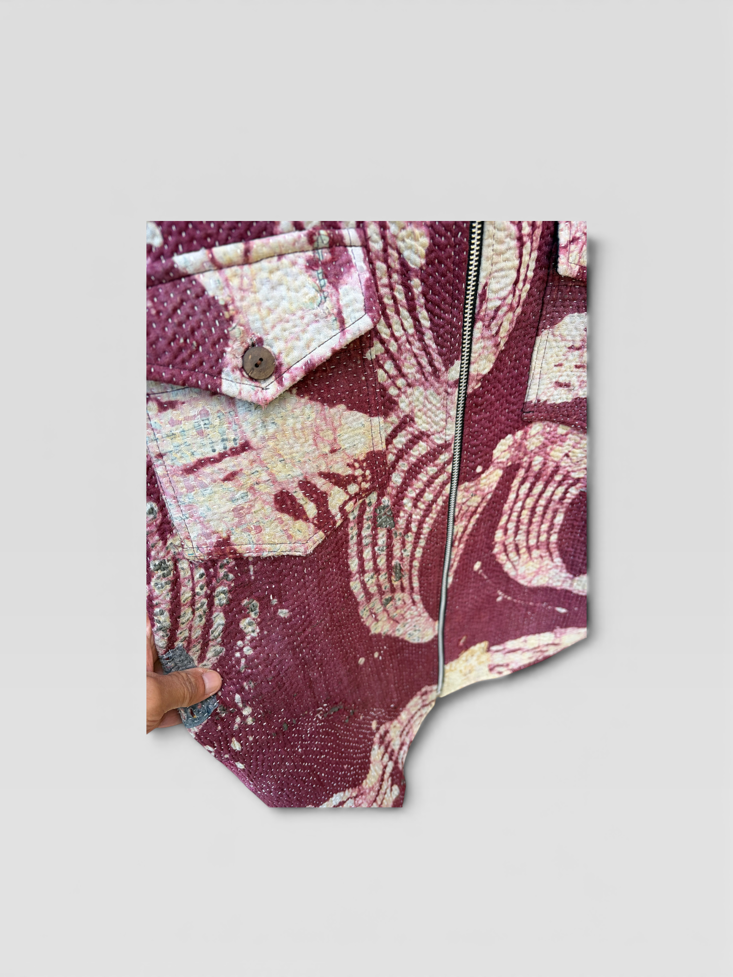 Burgundy Kantha Jacket No. VII — One of One
