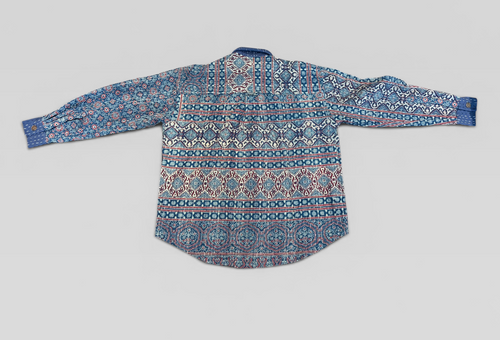 Ajrakh Kantha Shirt - Blue