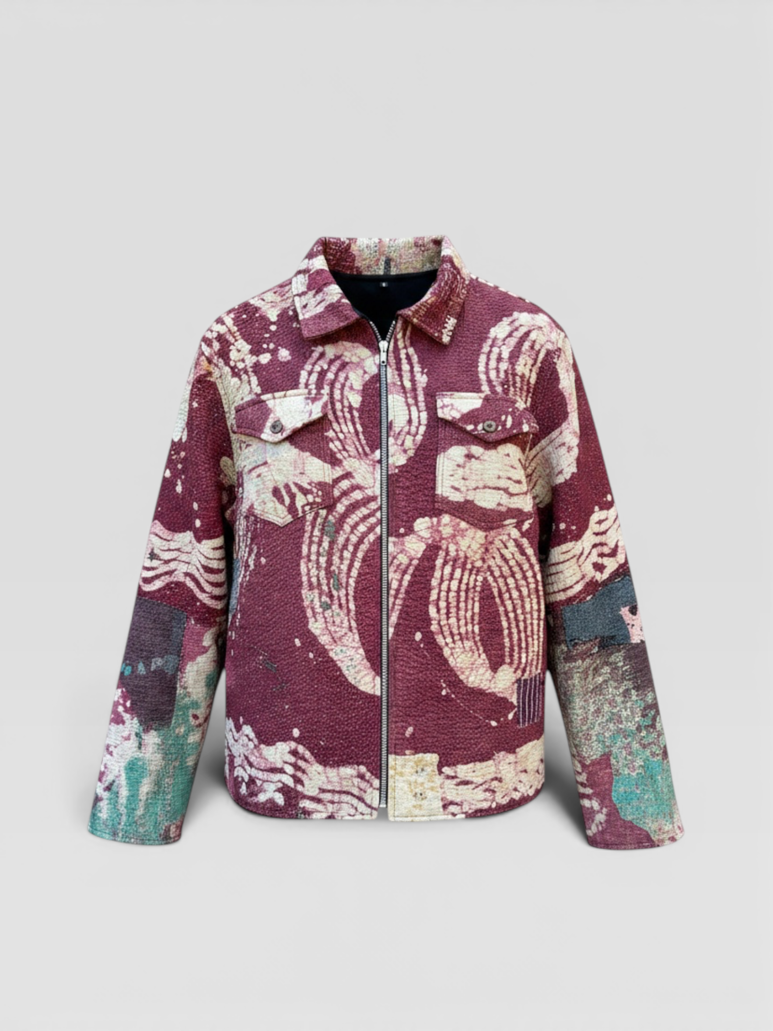 Burgundy Kantha Jacket No. VII — One of One