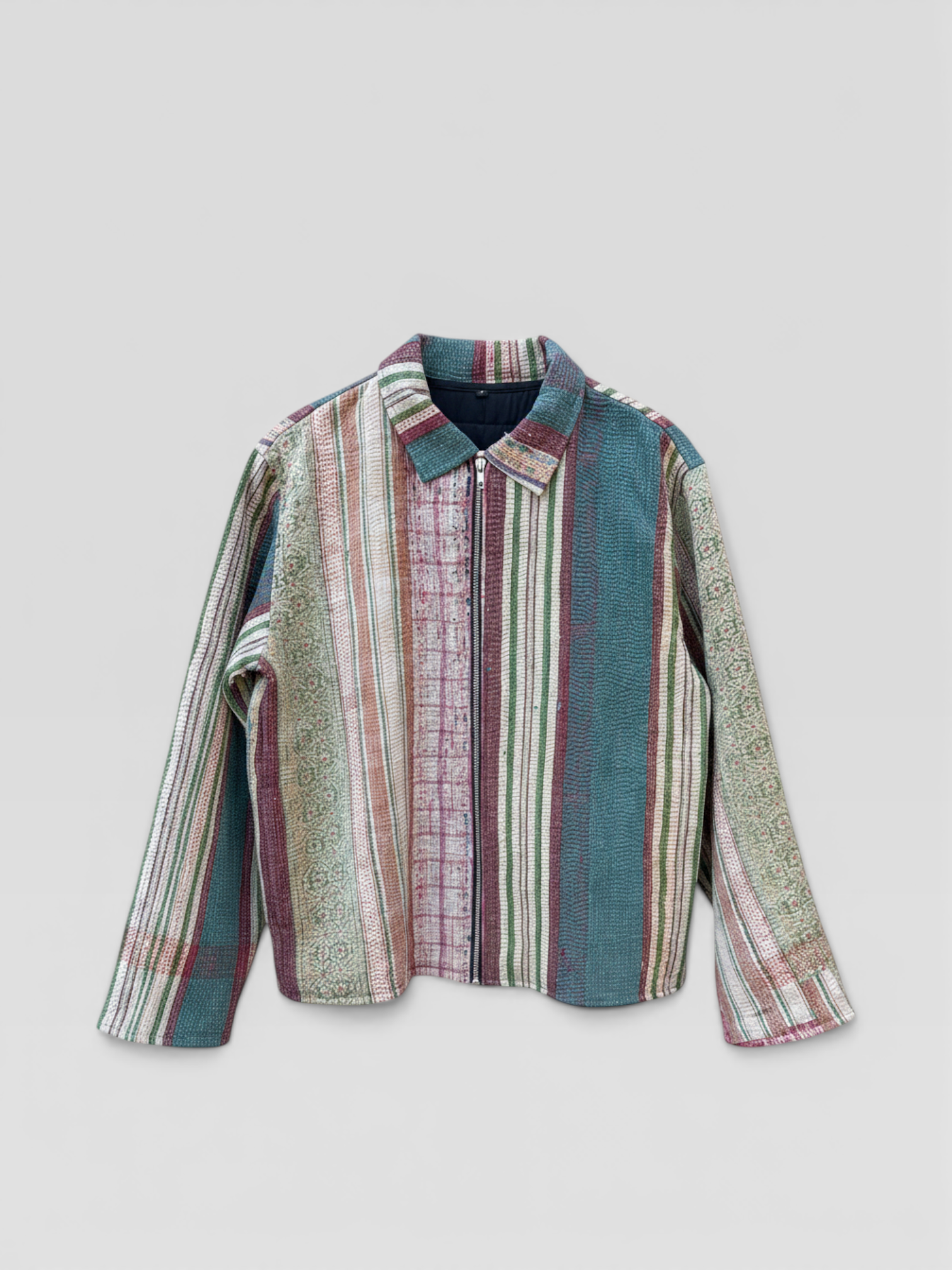 Teal & Cream Kantha Jacket No. IX — One of One