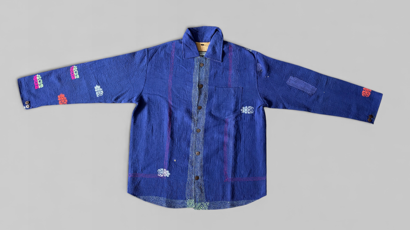 Cobalt Kantha Overshirt No. XLI — One of One