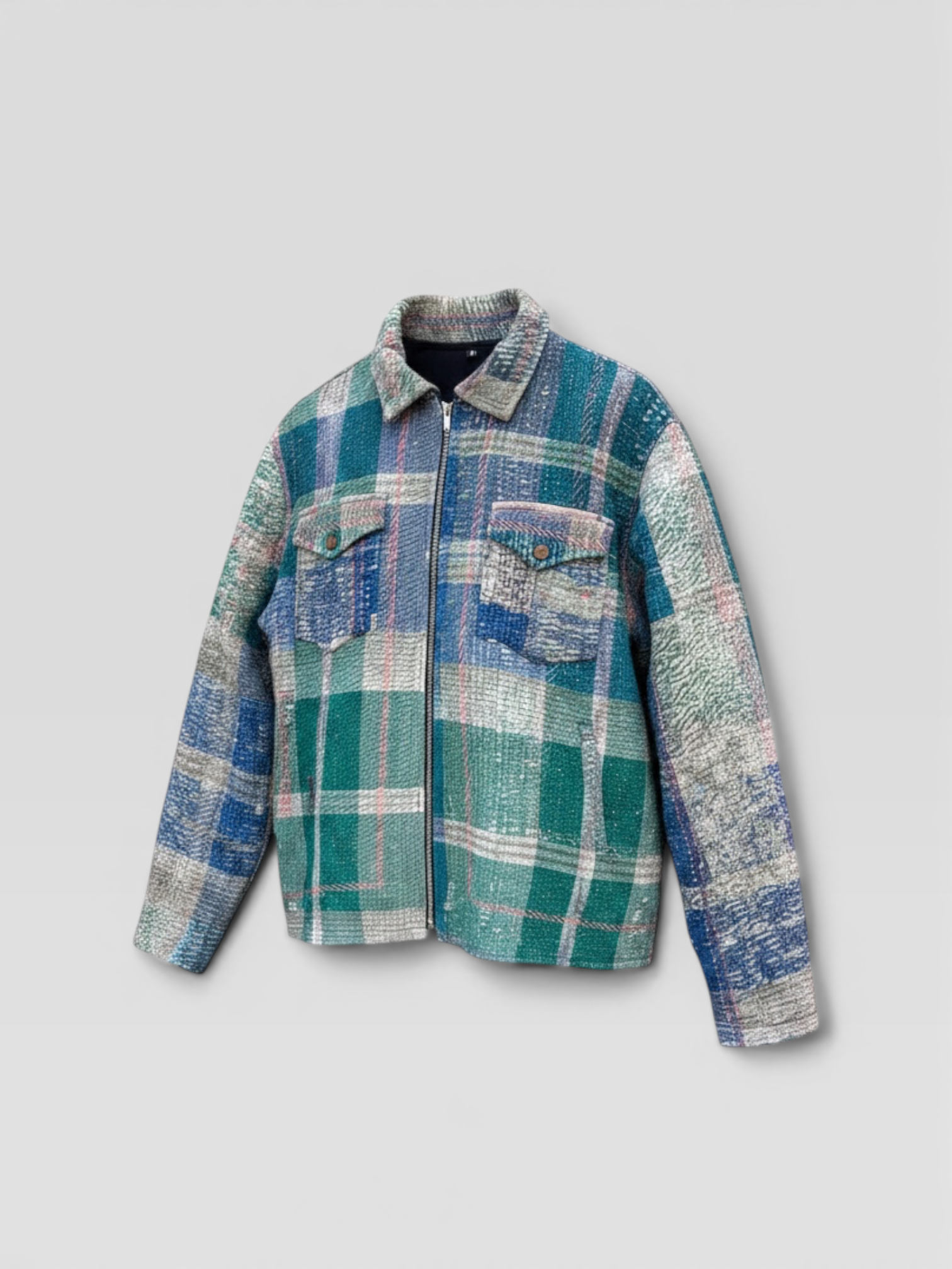 Sea Plaid Kantha Jacket No. XXI — One of One