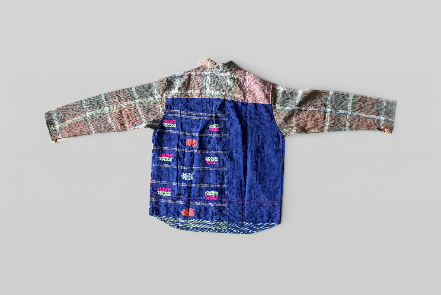 Blue Contrast Kantha Overshirt No. XLV — One of One