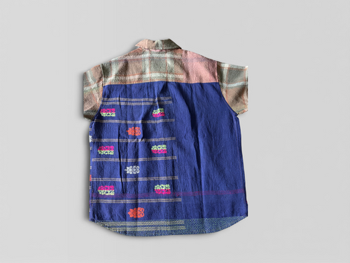 Blue Contrast Kantha Overshirt No. XLV — One of One