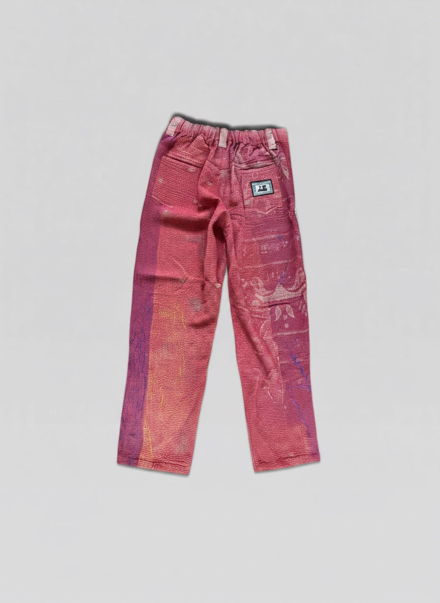 Raspberry Wash Kantha Trousers No. XXX — One of One
