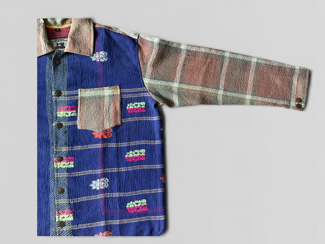 Blue Contrast Kantha Overshirt No. XLV — One of One