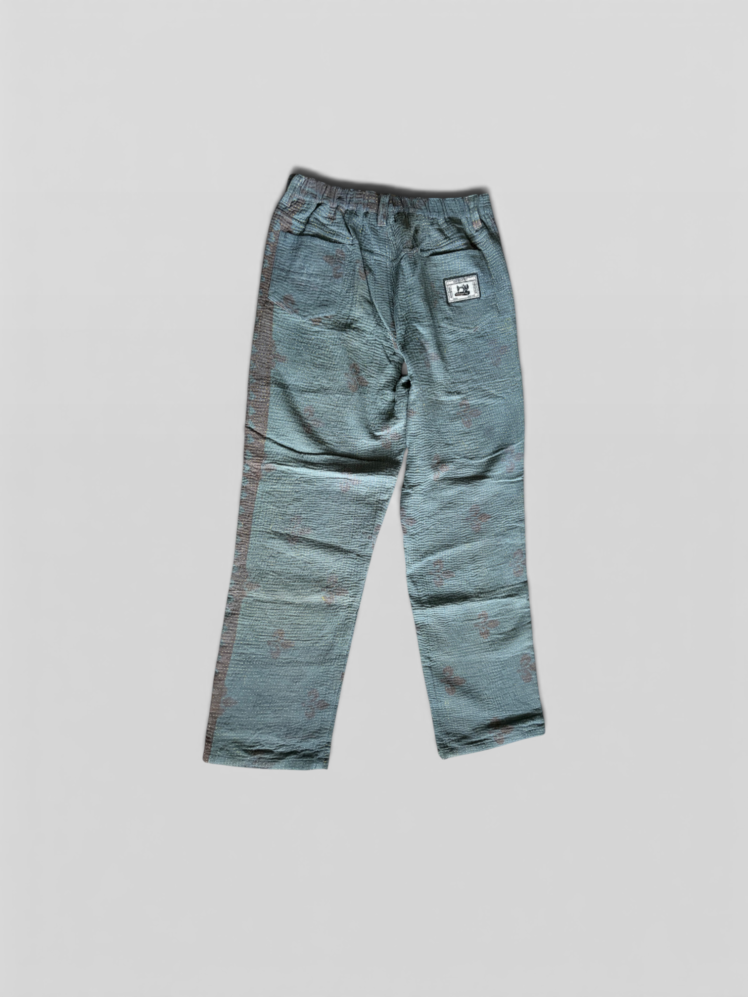 Sage Block Print Kantha Trousers No. XXXIII — One of One
