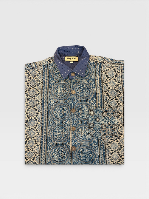 Ajrakh Kantha Shirt - Blue